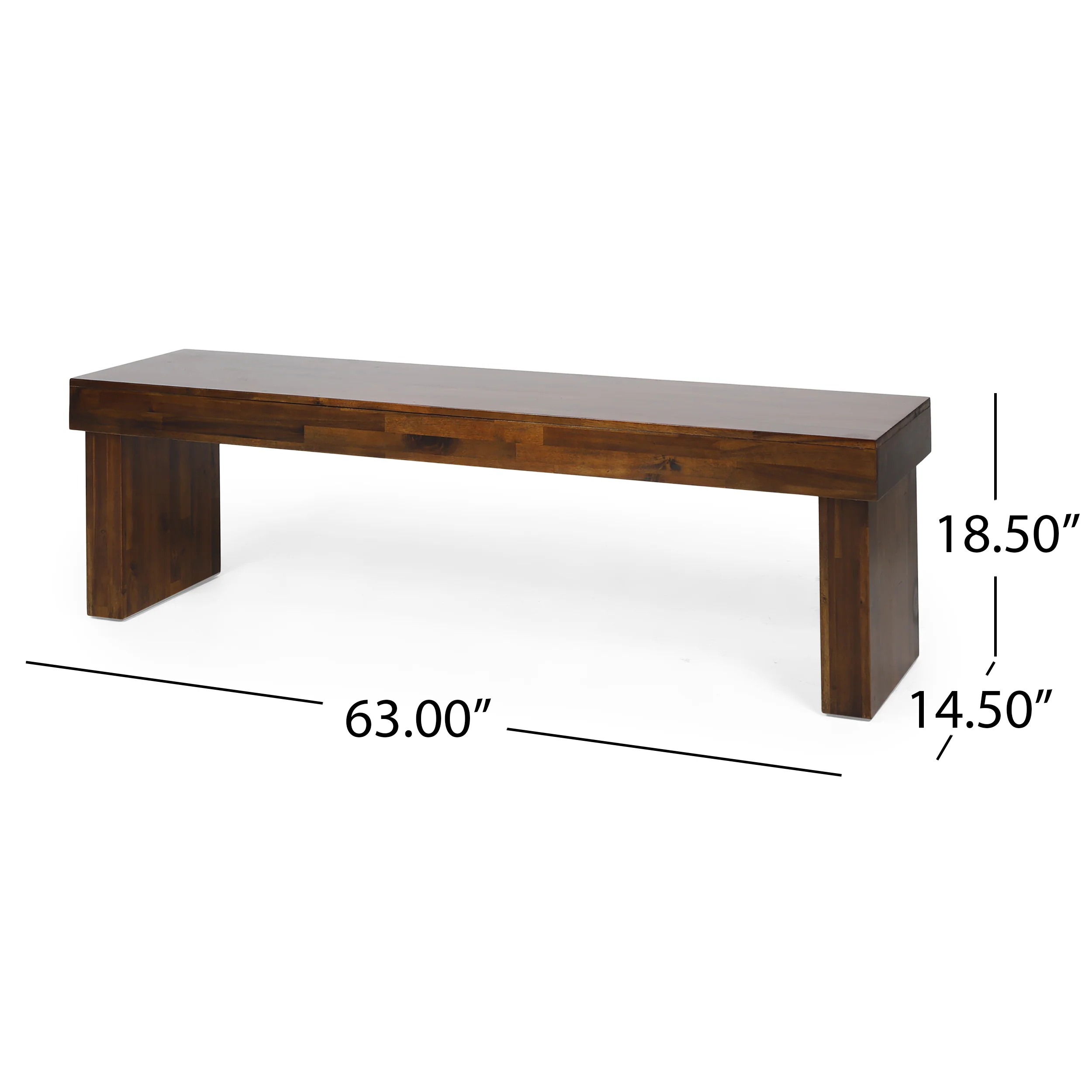 Salvador 3pc Mahogany Stained Wood Table and Bench Dining Set - furnishings