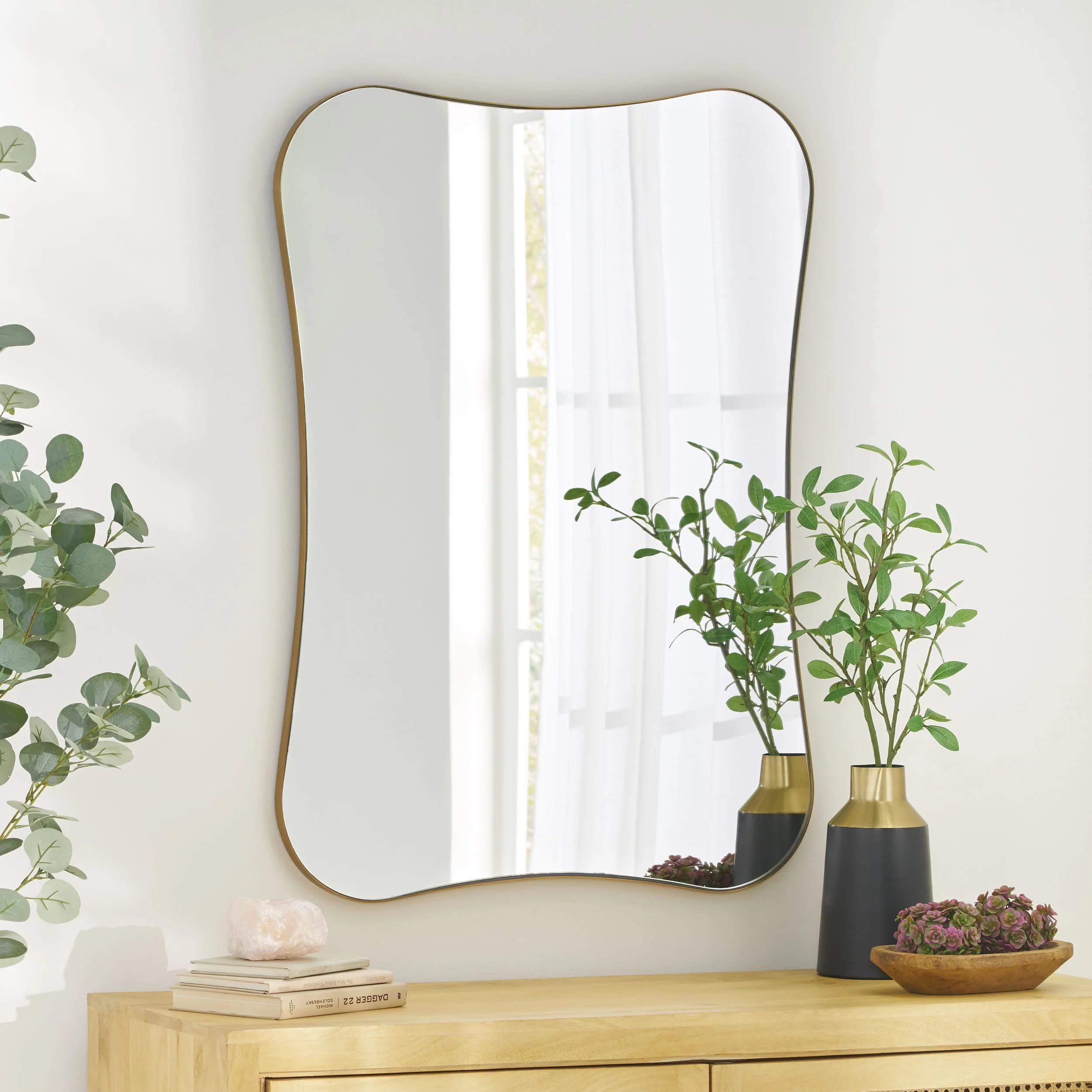Bostick Contemporary Rounded Rectangular Wall Mirror - furnishings
