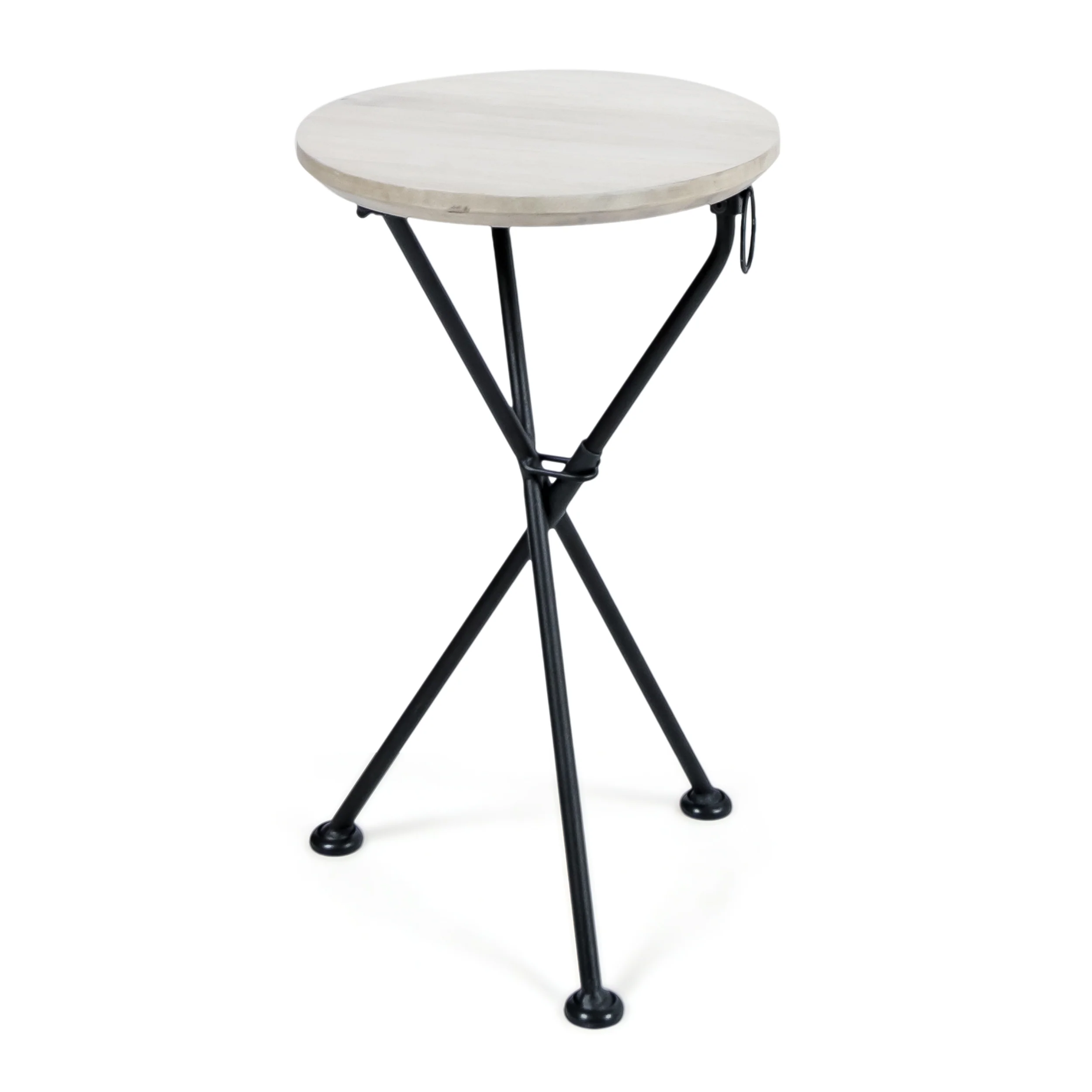 Lily Indoor Portable Foldable Light Gray Finished Acacia Wood Side Table - furnishings