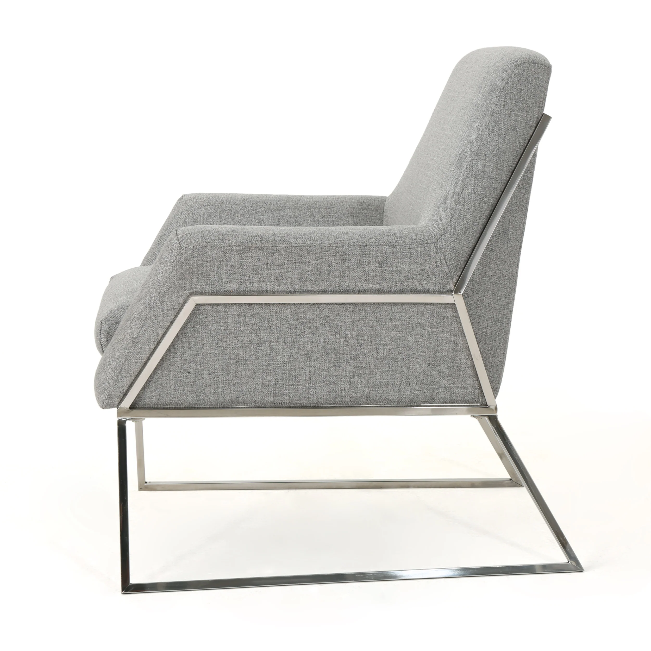 Zach Modern Stainless Steel Frame Fabric Accent Chair - furnishings