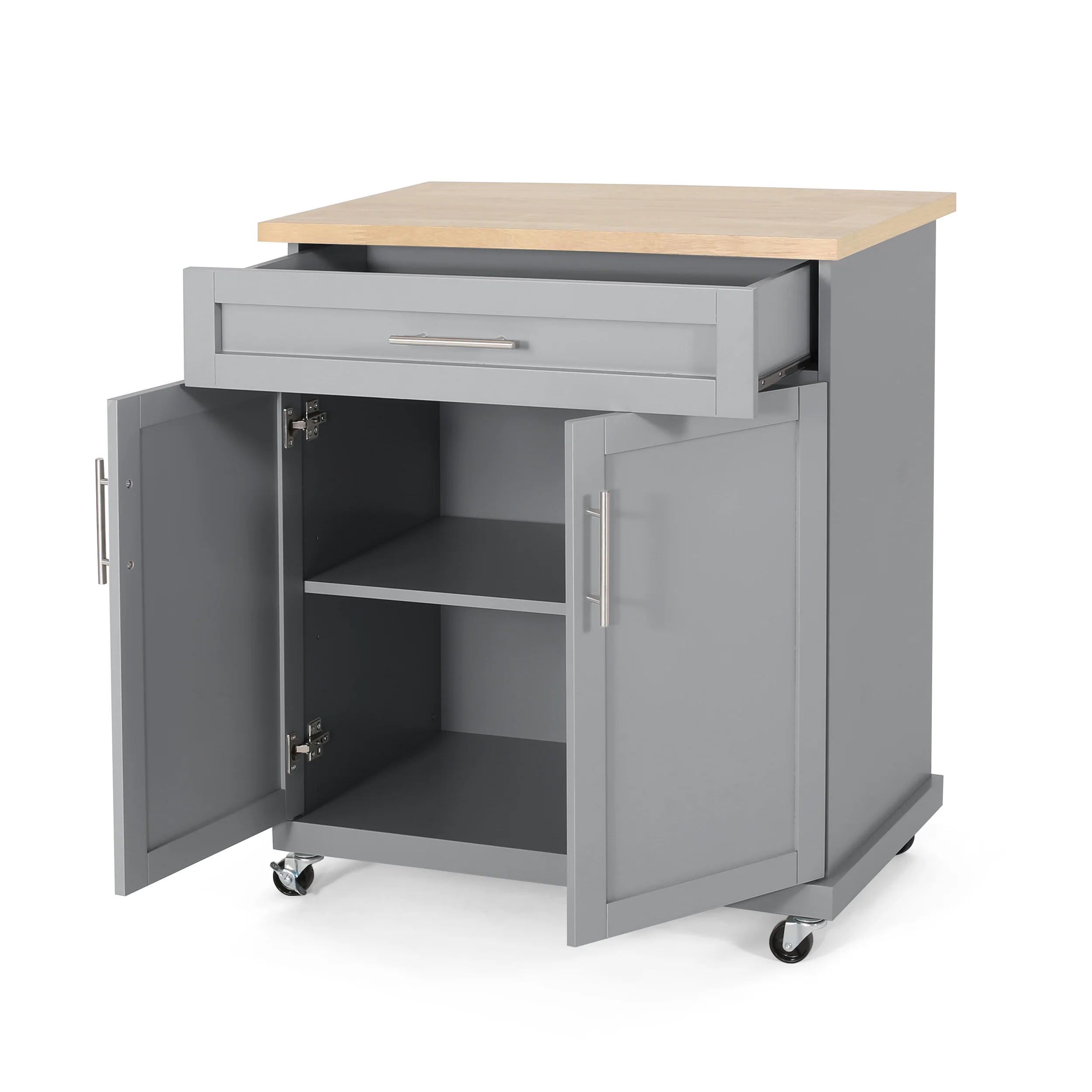 Negley Contemporary Kitchen Cart with Wheels - furnishings