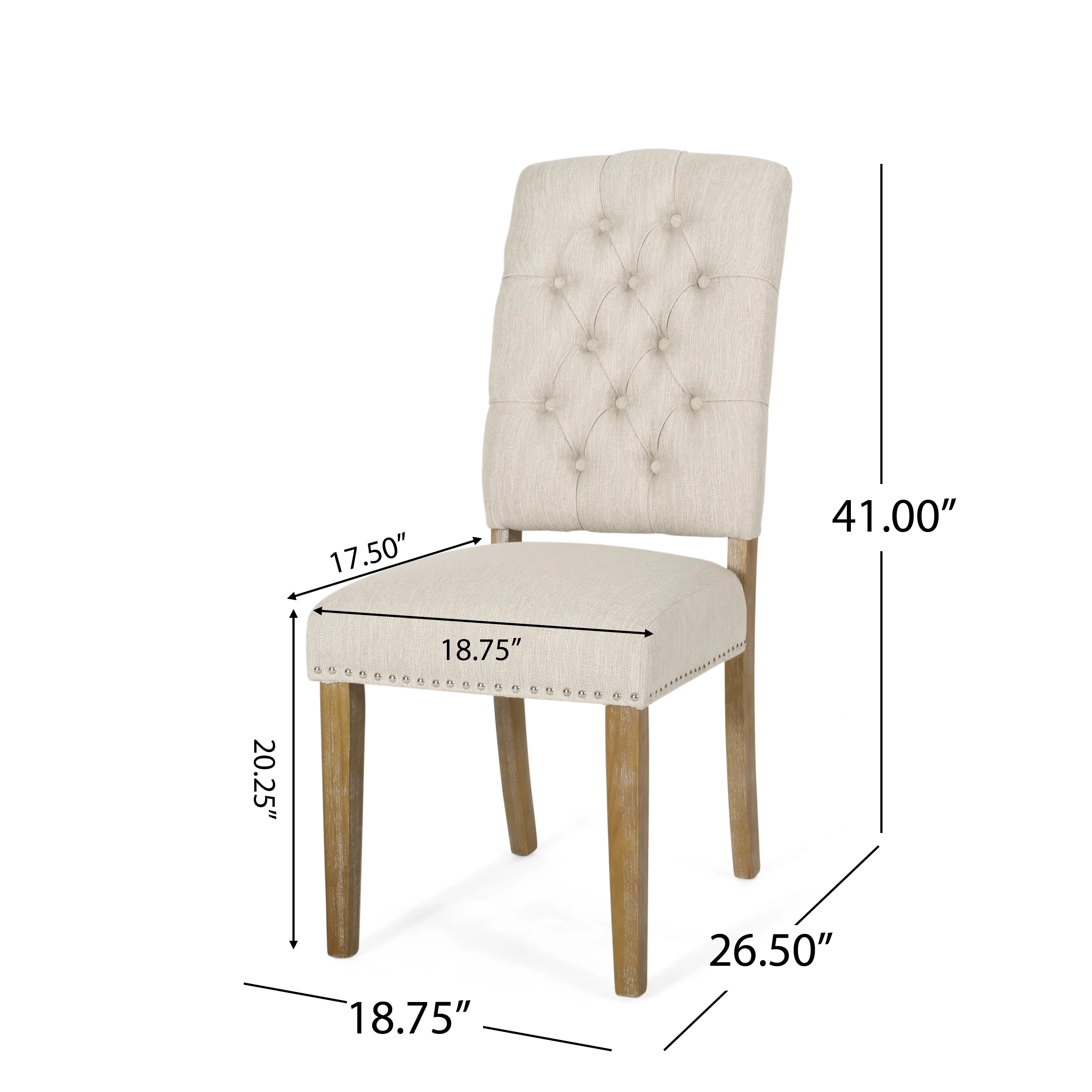 Frances Contemporary Tufted Dining Chairs with Nailhead Trim, Set of 6 - furnishings