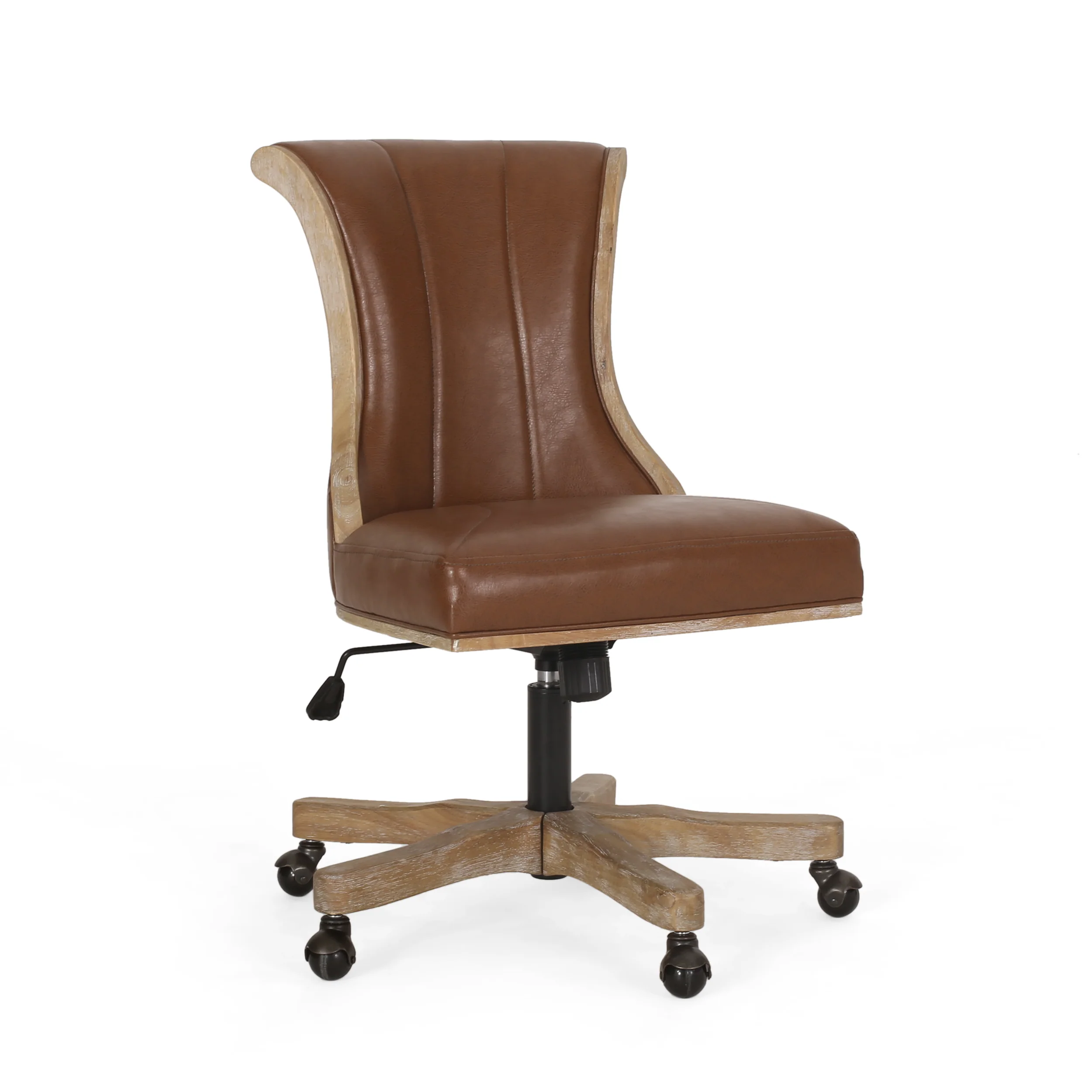Andrea Contemporary Upholstered Roll Back Swivel Office Chair - furnishings