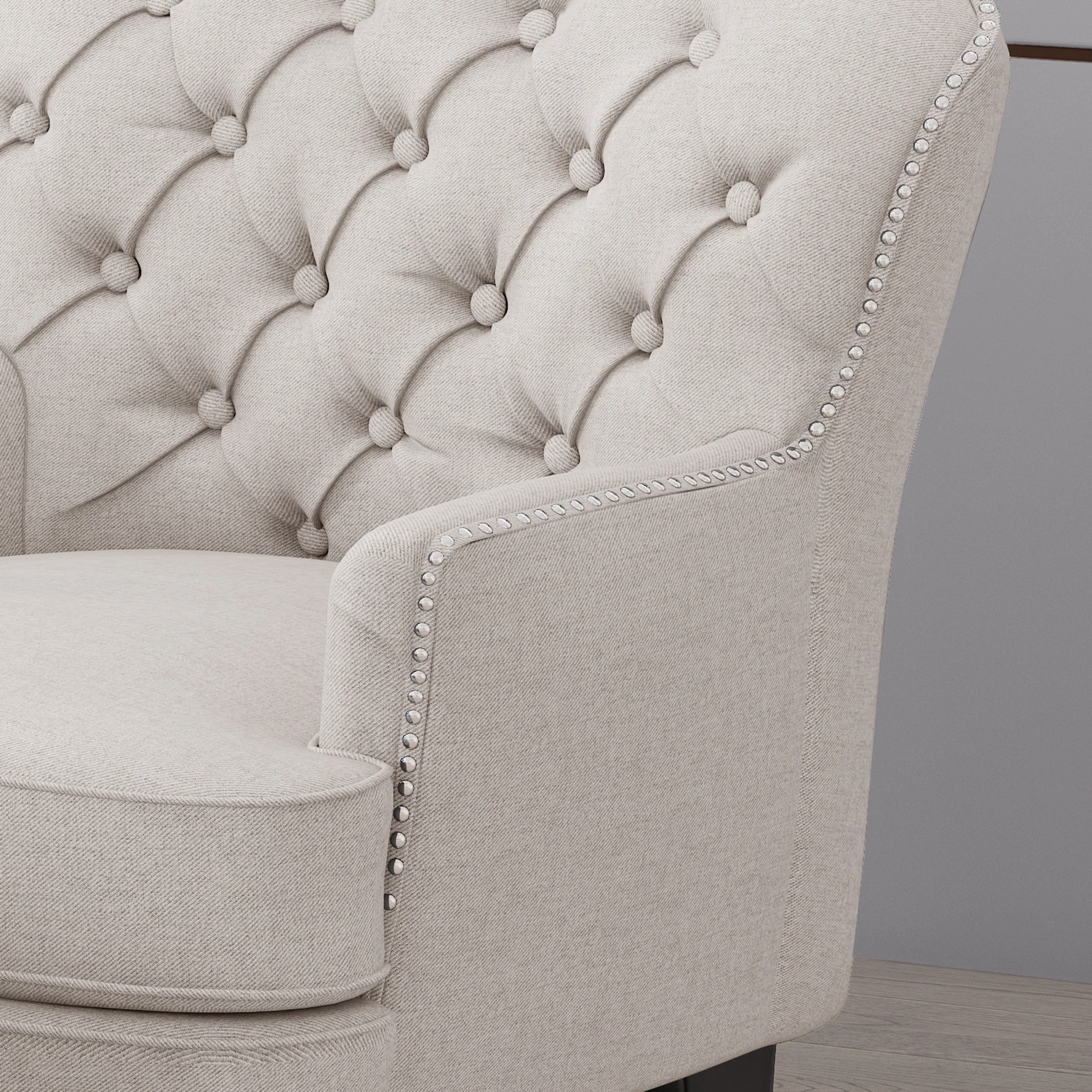 Jaxen Contemporary Tufted Fabric Club Chair and Ottoman Set - furnishings