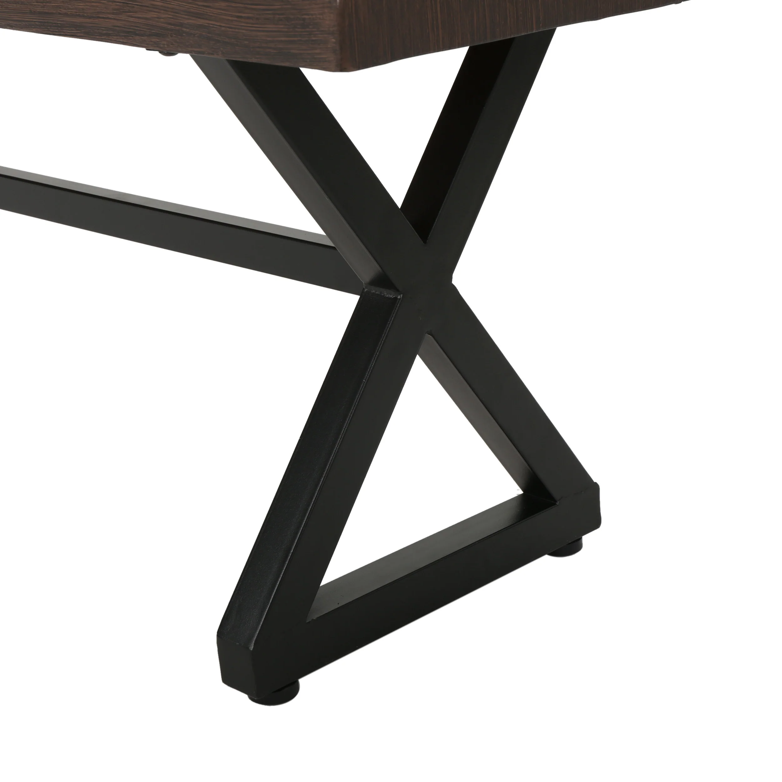 Rosarito Outdoor Aluminum Dining Bench with Black Steel Frame (Set of 2) - furnishings
