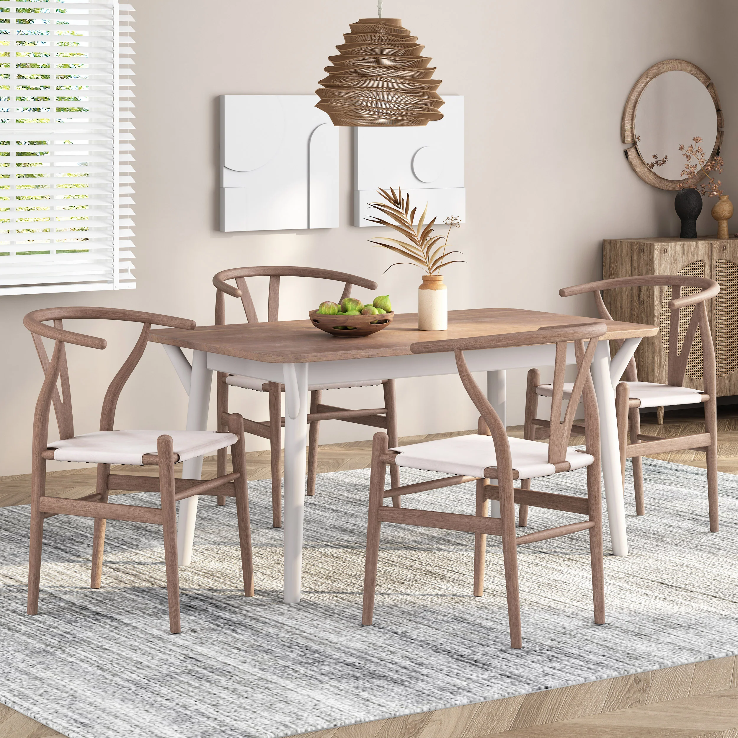 Quince Mid Century Boho Ash Wood Dining Chairs, Set of 4 - furnishings
