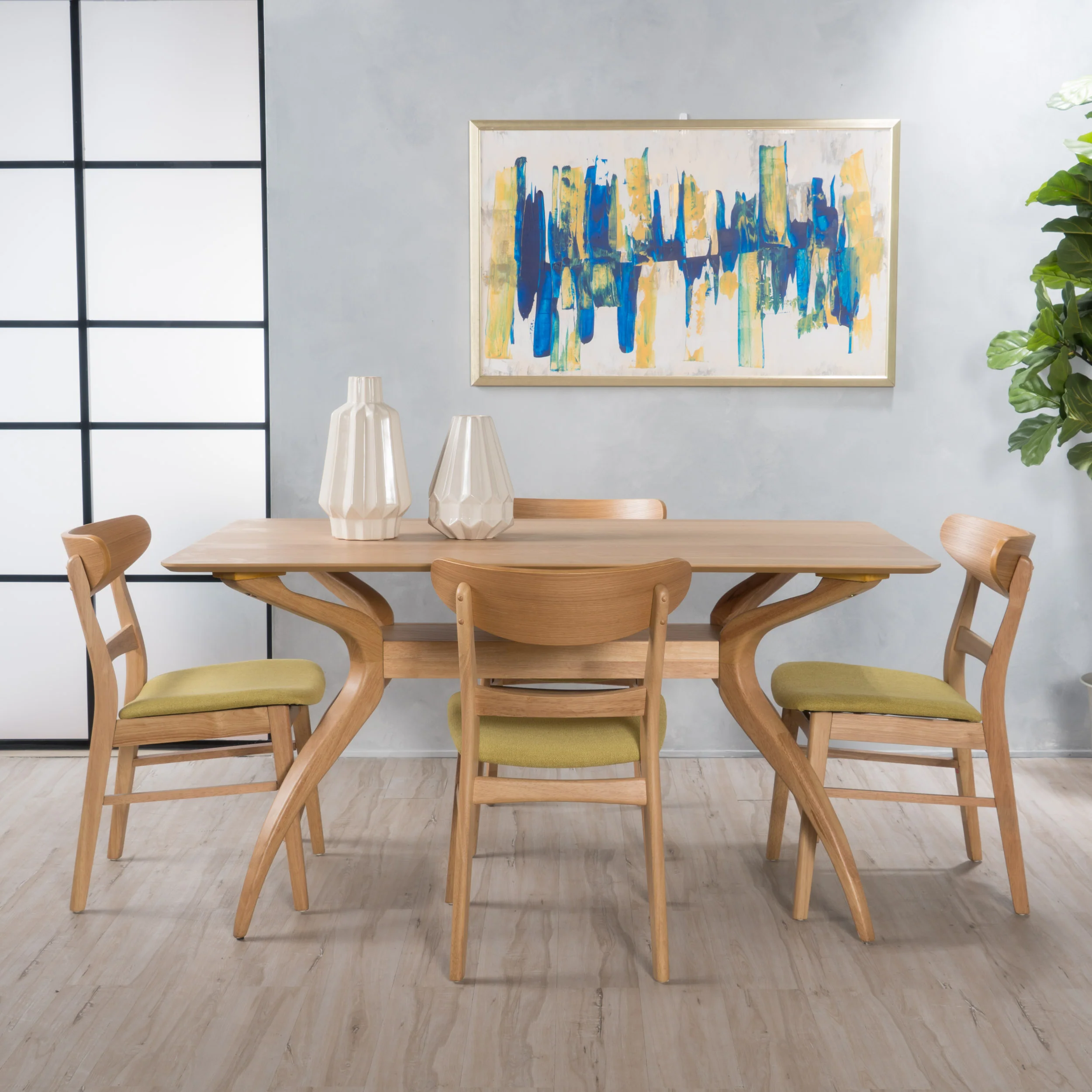 Isador Mid-Century Modern 5 Piece Dining Set - furnishings