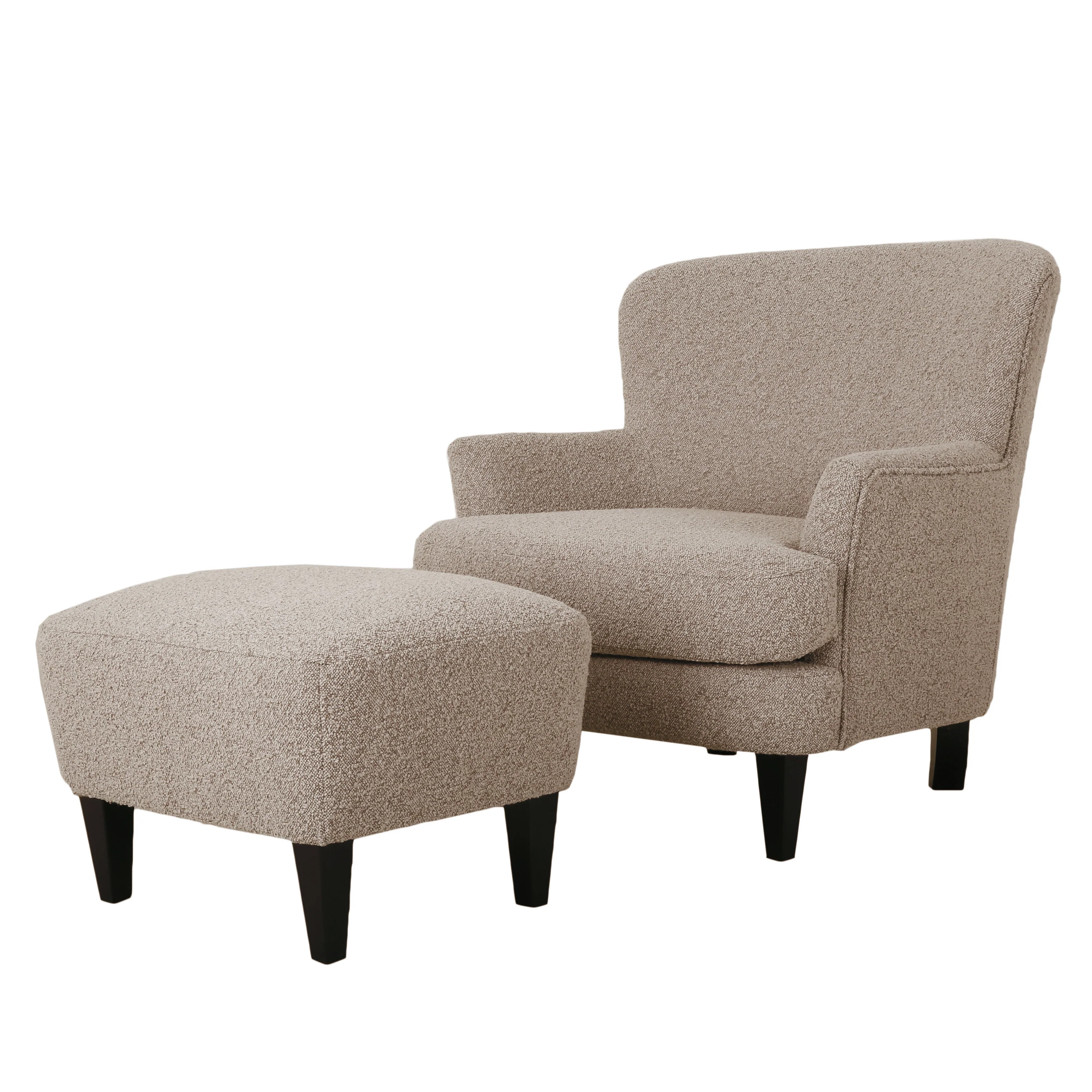 Gerald Boucle Upholstered Club Chair and Ottoman Set - furnishings