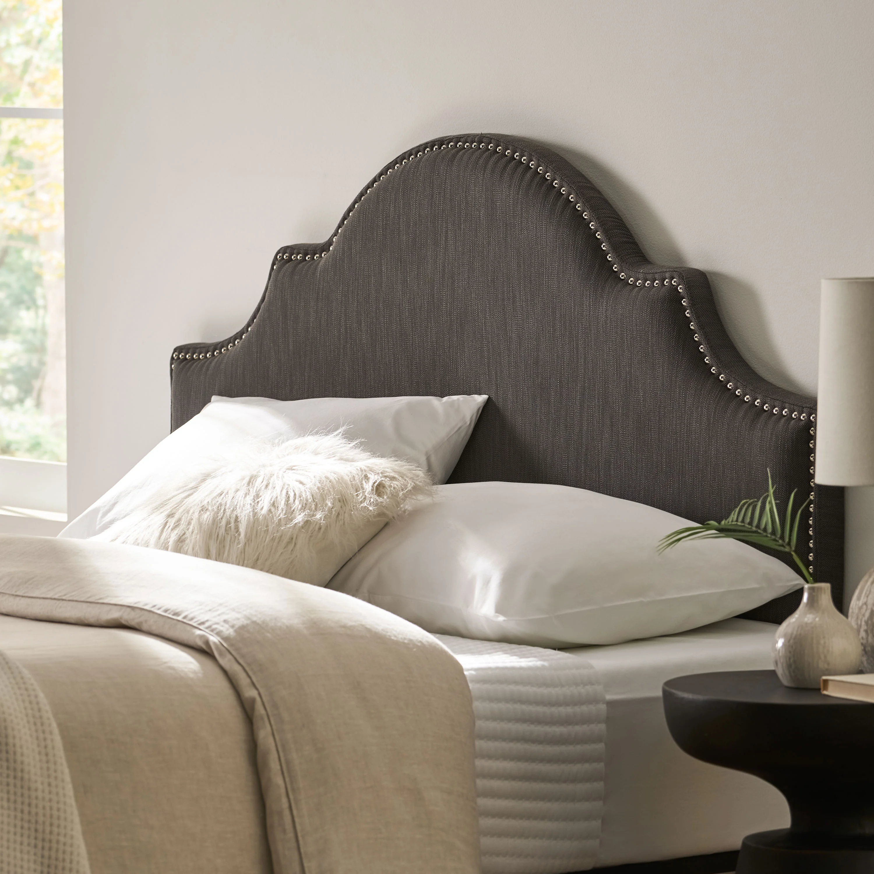 Gwenyth Gray Fabric Queen/Full Headboard - furnishings