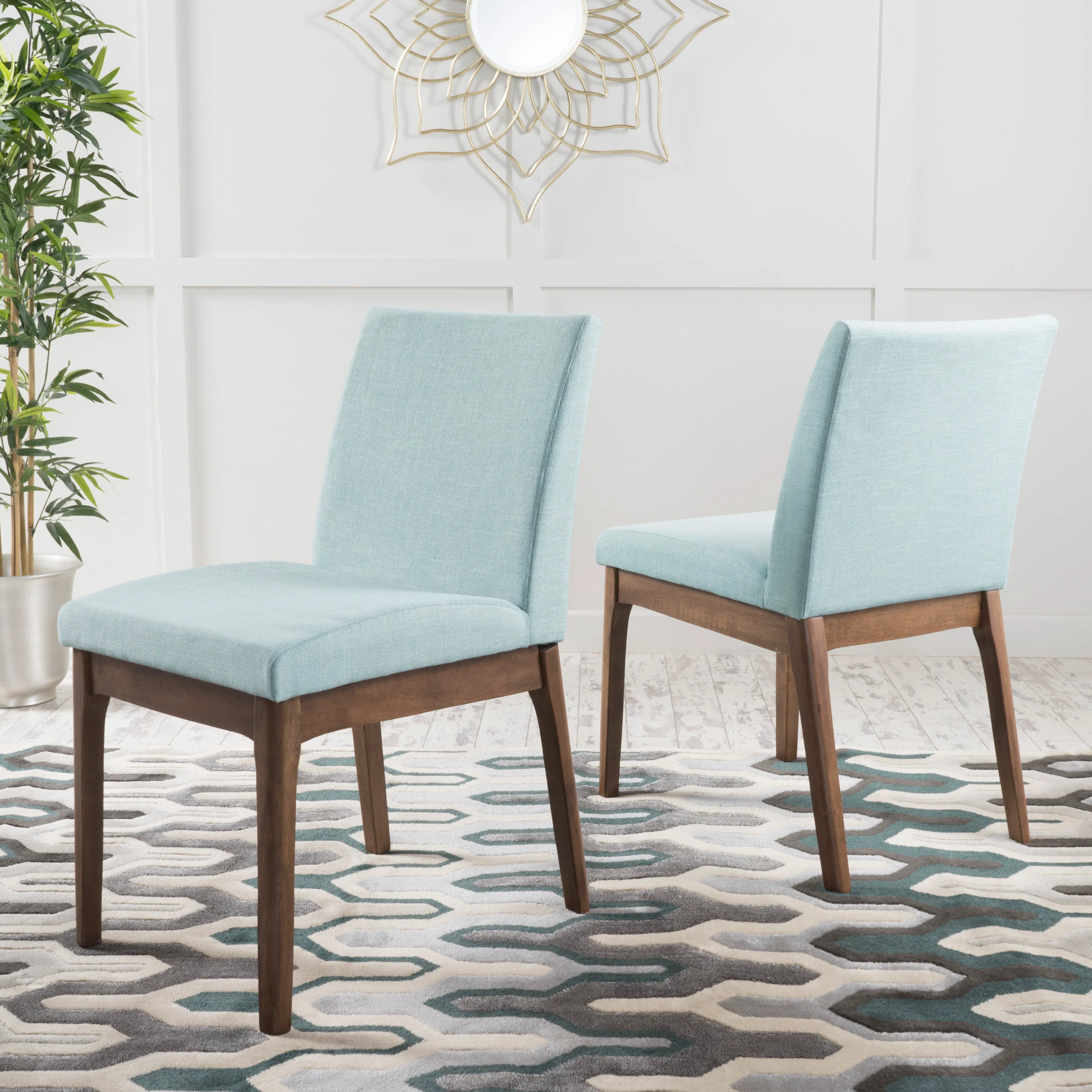 Leona Fabric & Wood Finish Dining Chair (Set of 2) - furnishings