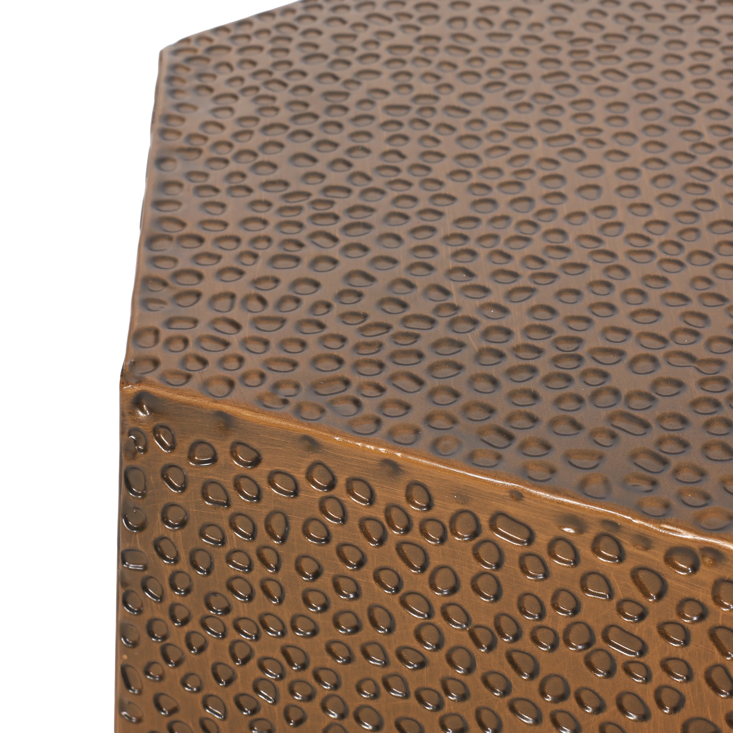 Spofford Modern Hammered Iron Geometric Side Table - furnishings