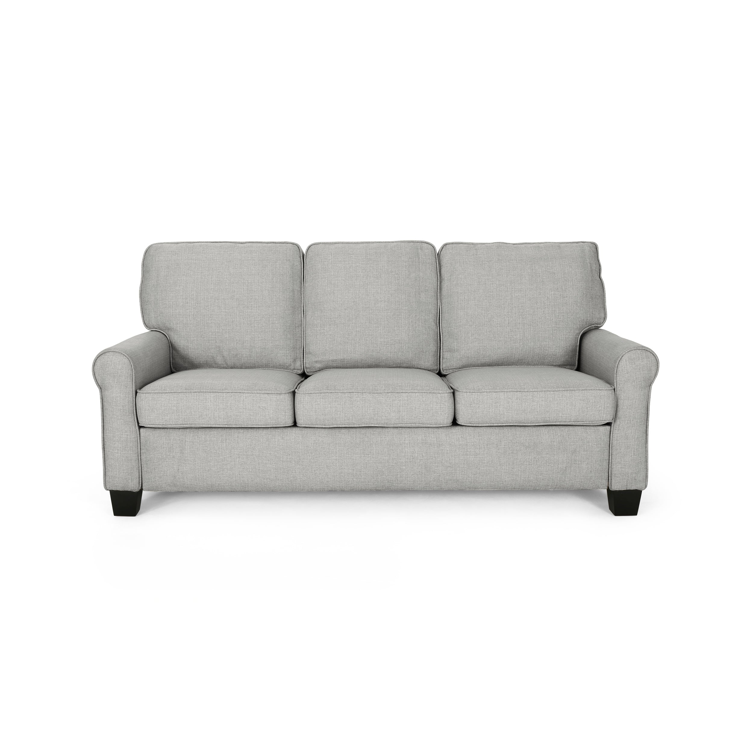 Bridget Contemporary Scrolled Arm Upholstered Fabric Sofa with Tonal Piping - furnishings