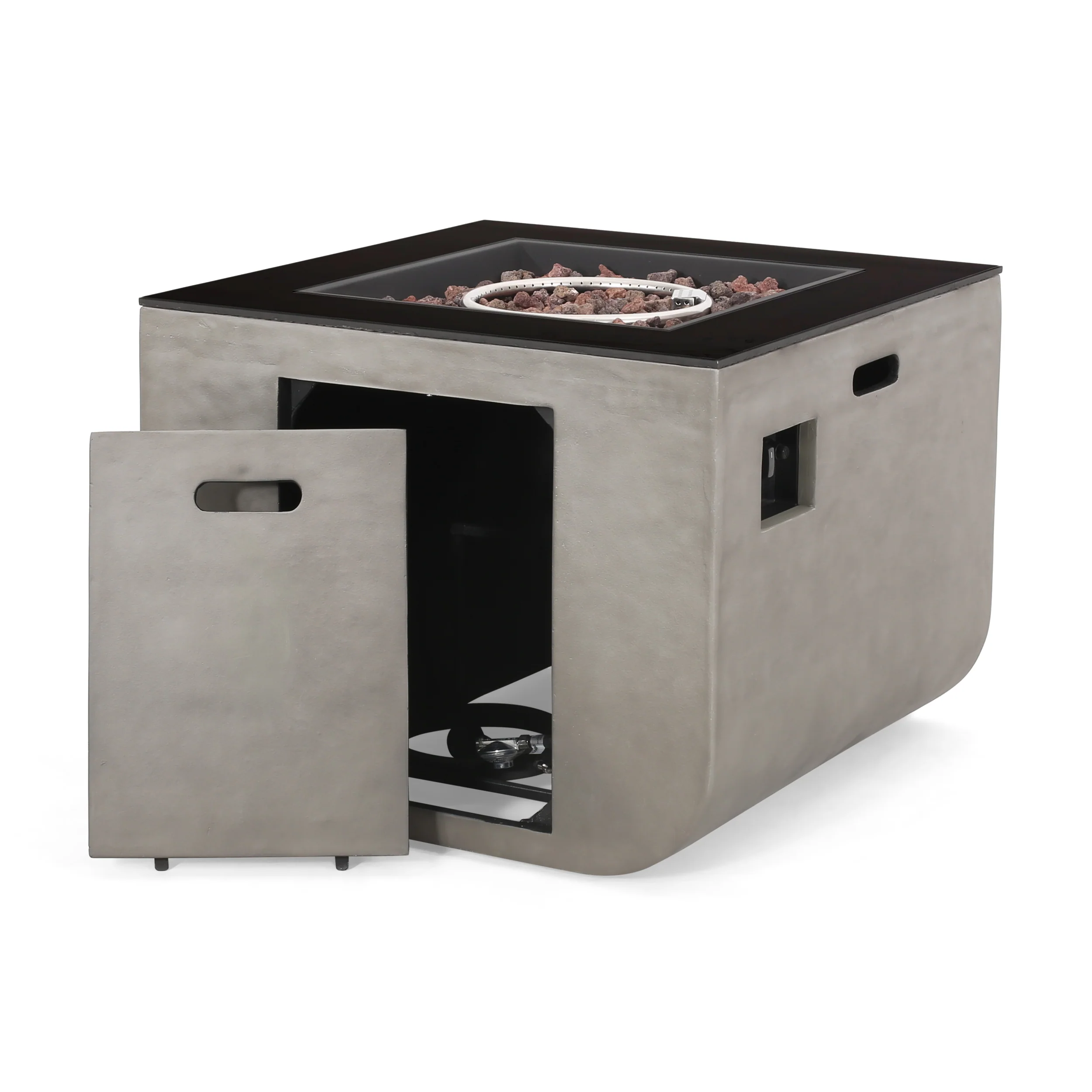 Laini Outdoor Modern 30-Inch Square Fire Pit - furnishings