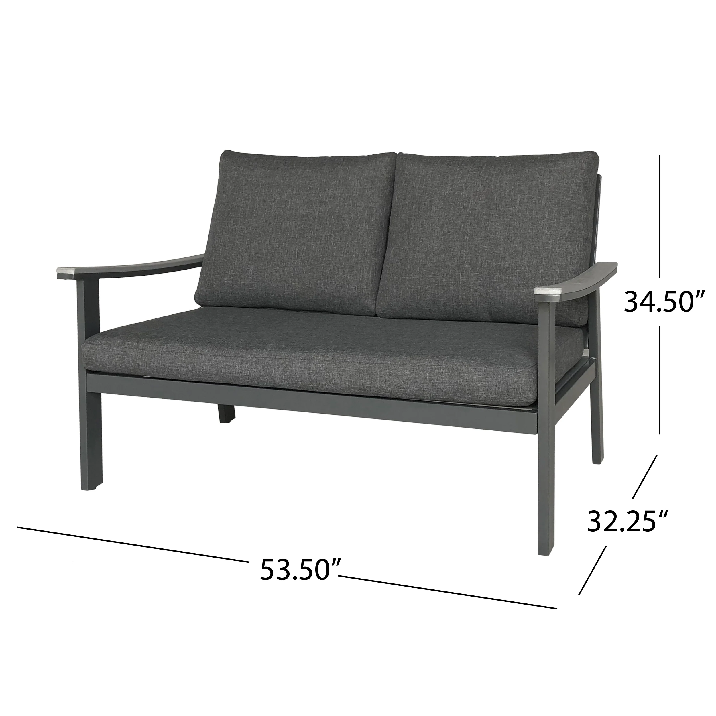 Mathias Outdoor 4 Piece Aluminum and Faux Wood Chat Set with Cushions - furnishings