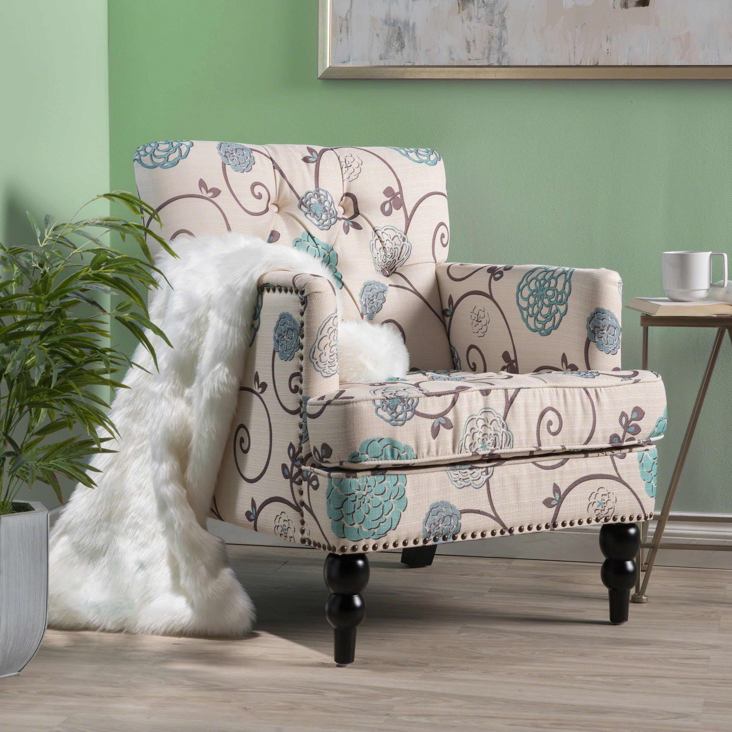 Madene Tufted Back Fabric Club Chair - furnishings