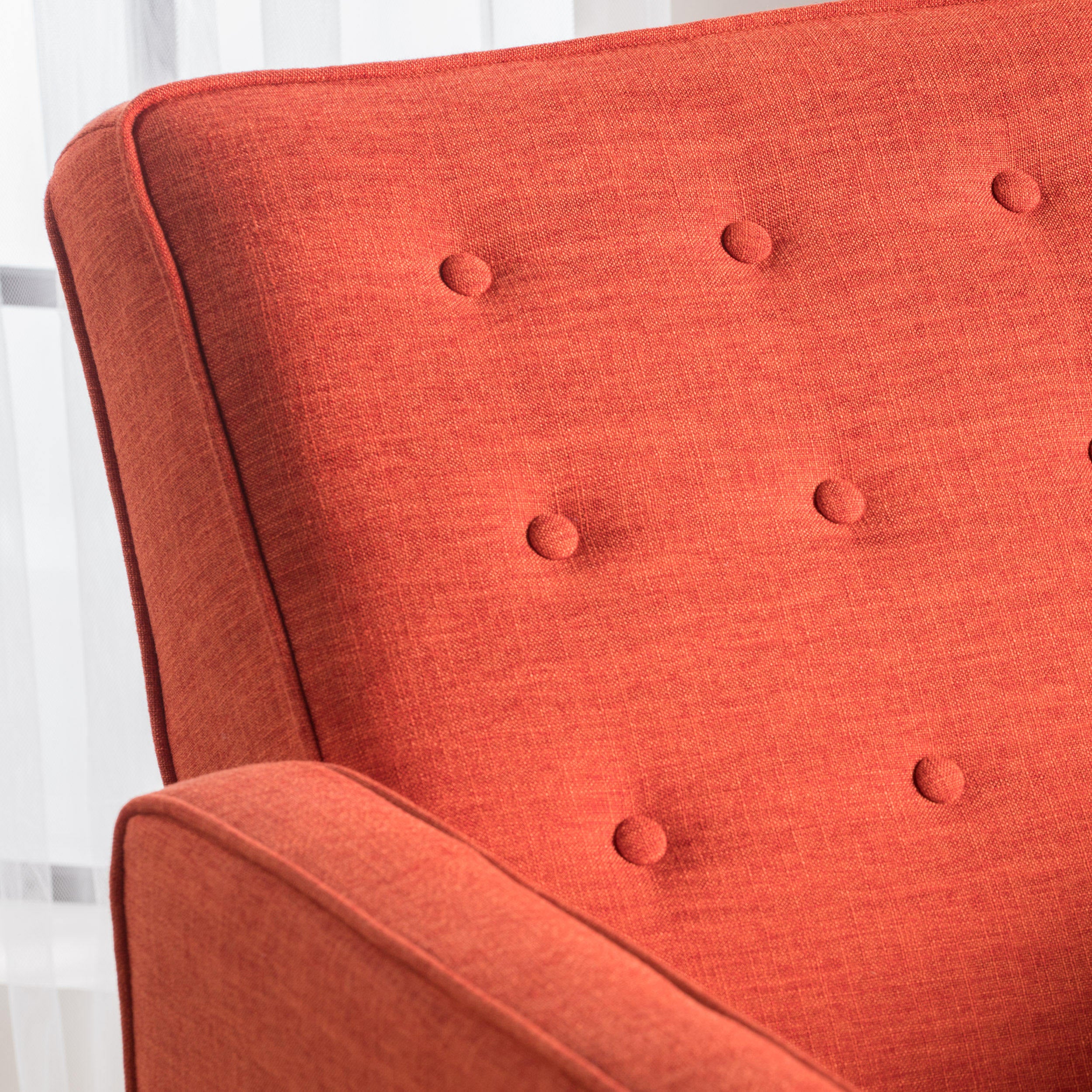 Macedonia Mid Century Modern Tufted Back Fabric Recliner - furnishings
