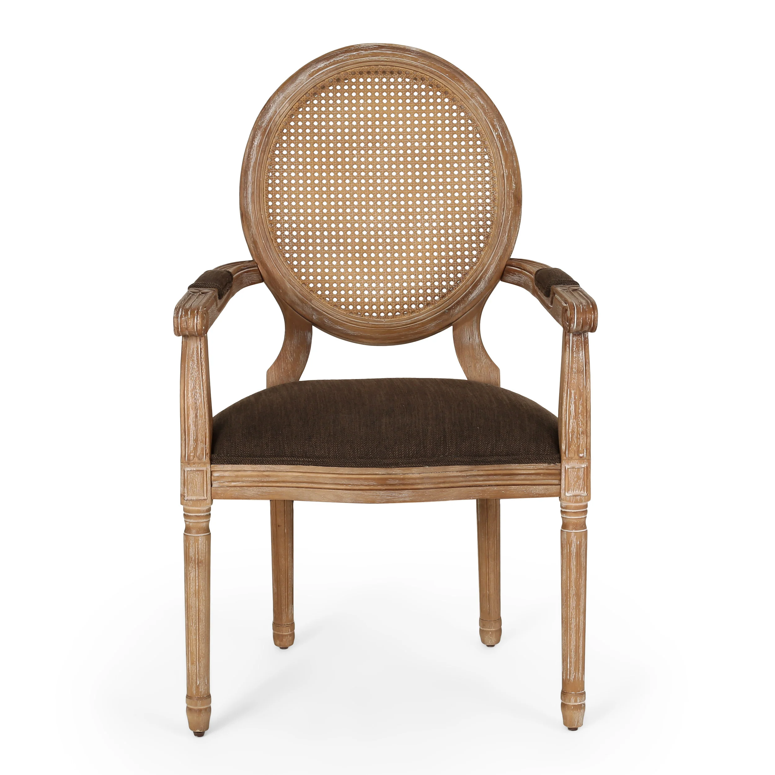 Aisenbrey French Country Wood and Cane Upholstered Dining Chair - furnishings