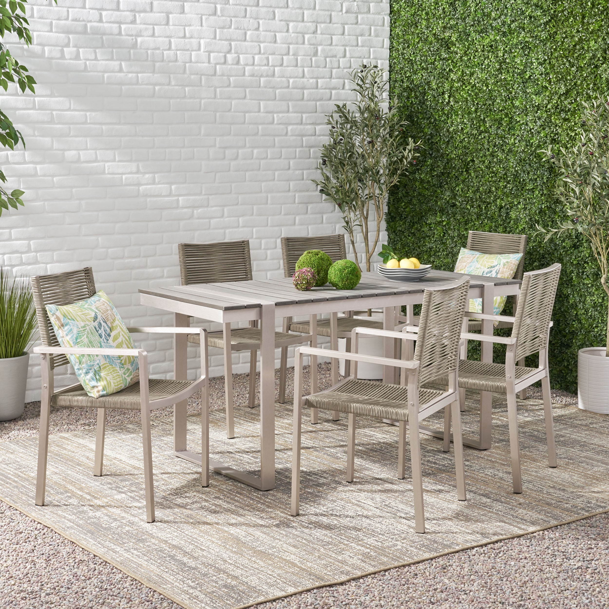Quay Outdoor 7 Piece Aluminum Dining Set - furnishings