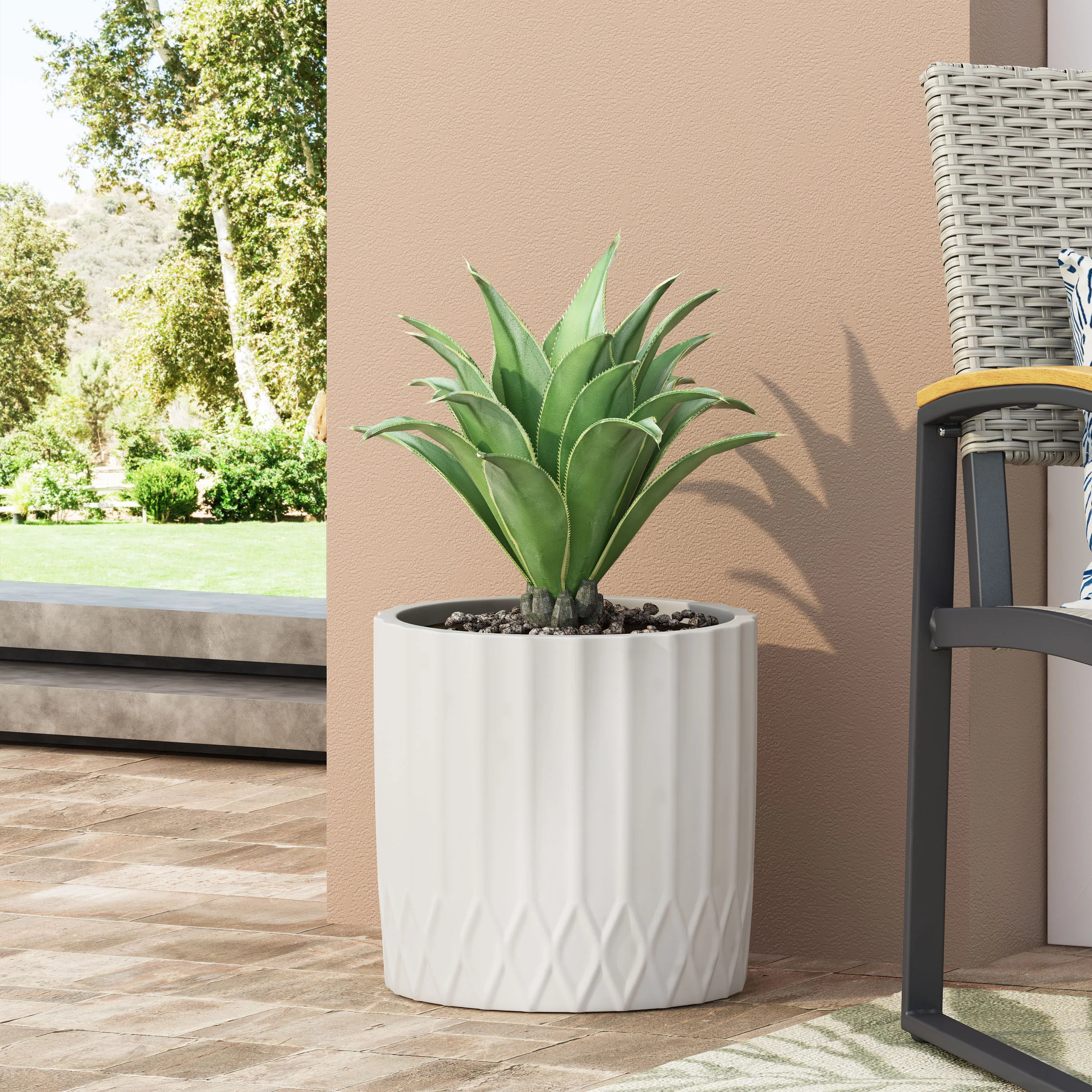 Morelos Outdoor Cast Stone Planter - furnishings