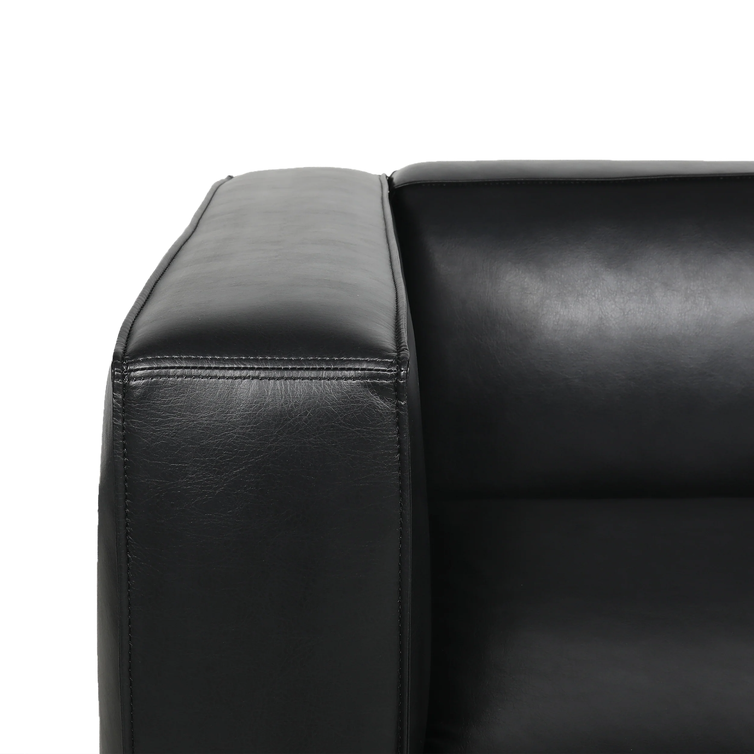 Minkler Contemporary Faux Leather 3 Seater Sofa with Chaise Lounge - furnishings