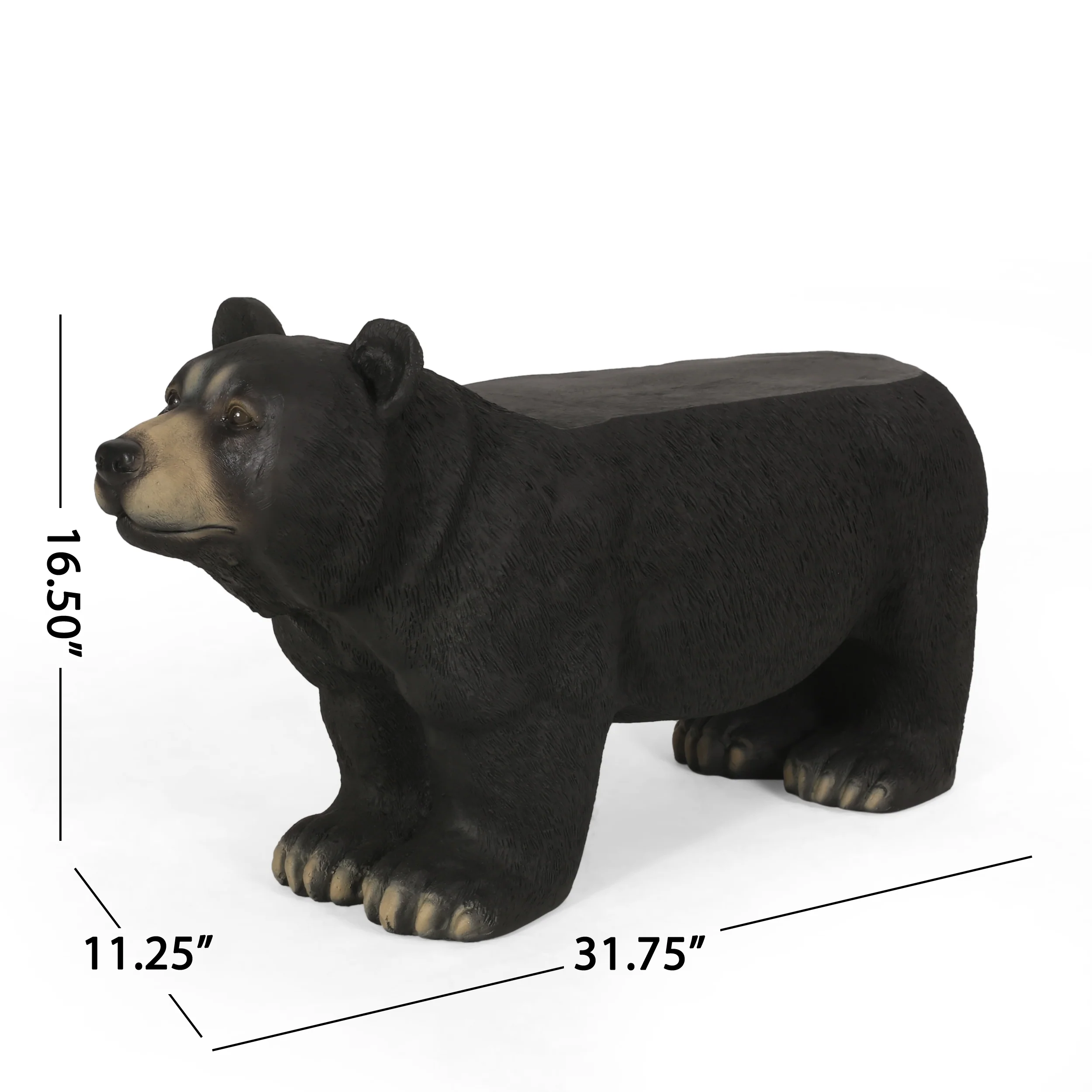 Romer Outdoor Bear Garden Bench, Matte Black - furnishings