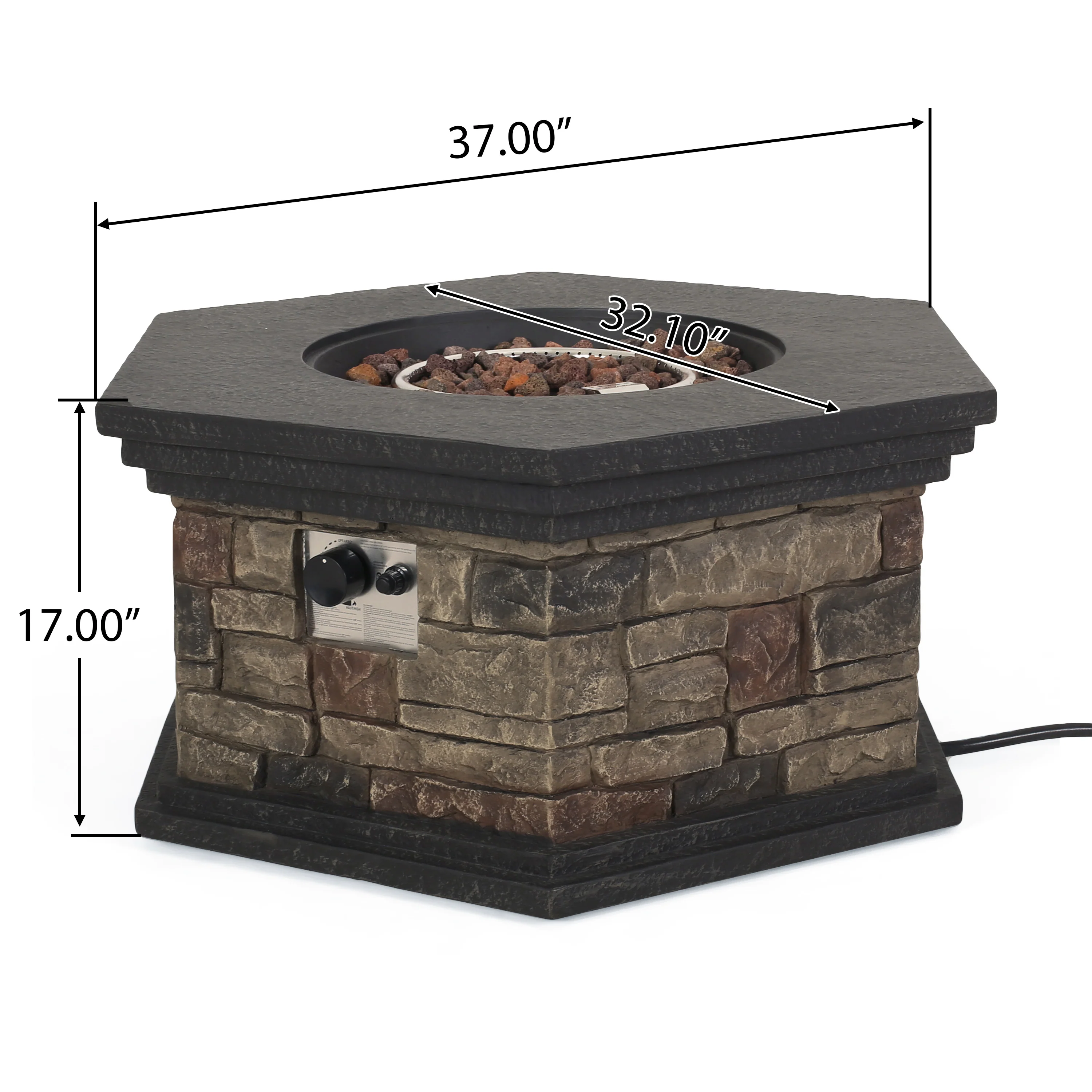 Troy Outdoor 40,000 BTU Lightweight Concrete Octagonal Fire Pit (No Tank Holder), Stone Finish - furnishings
