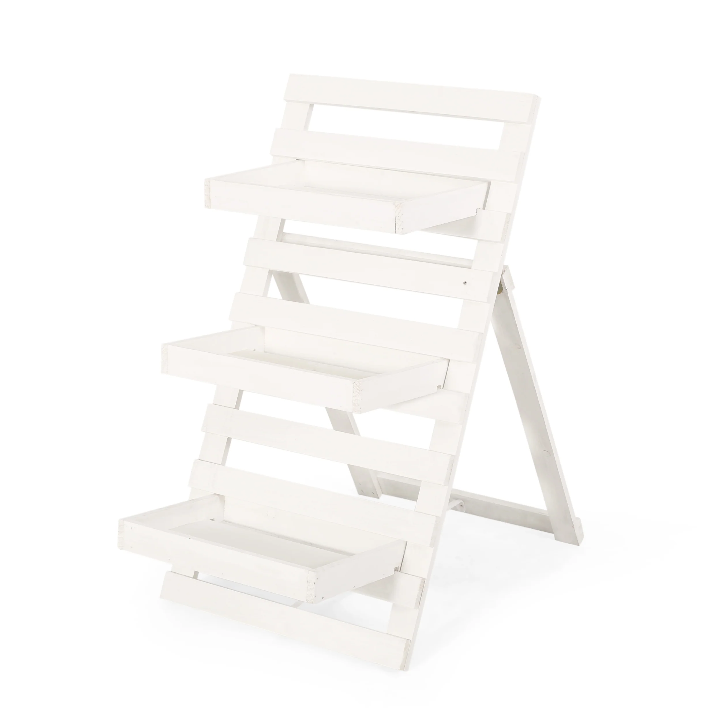 Elina Outdoor Firwood 3 Tiered Plant Stand - furnishings