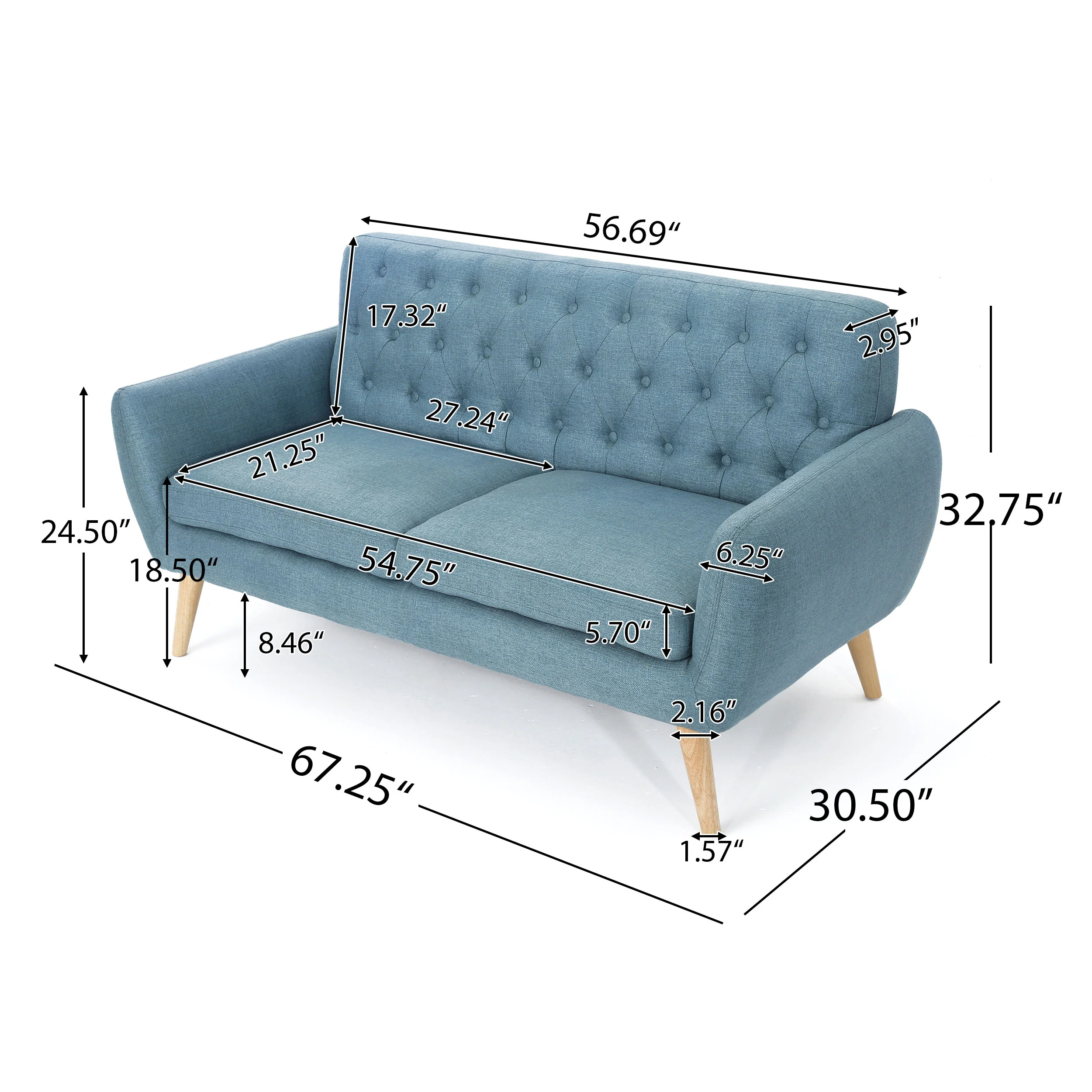 Alscot Mid Century Modern Fabric Tufted Oversized Loveseat - furnishings