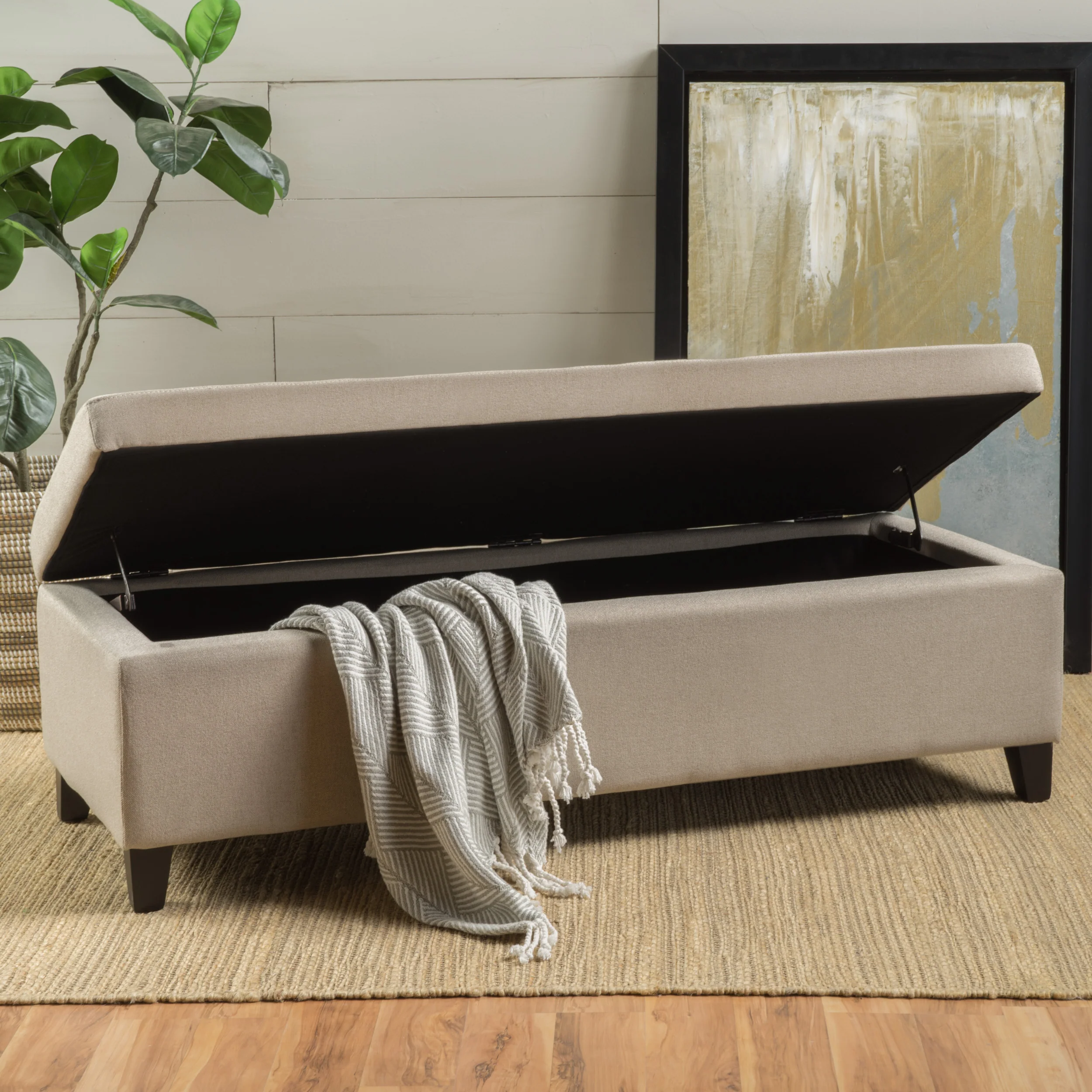 Annis Rectangle Fabric Storage Ottoman Bench - furnishings