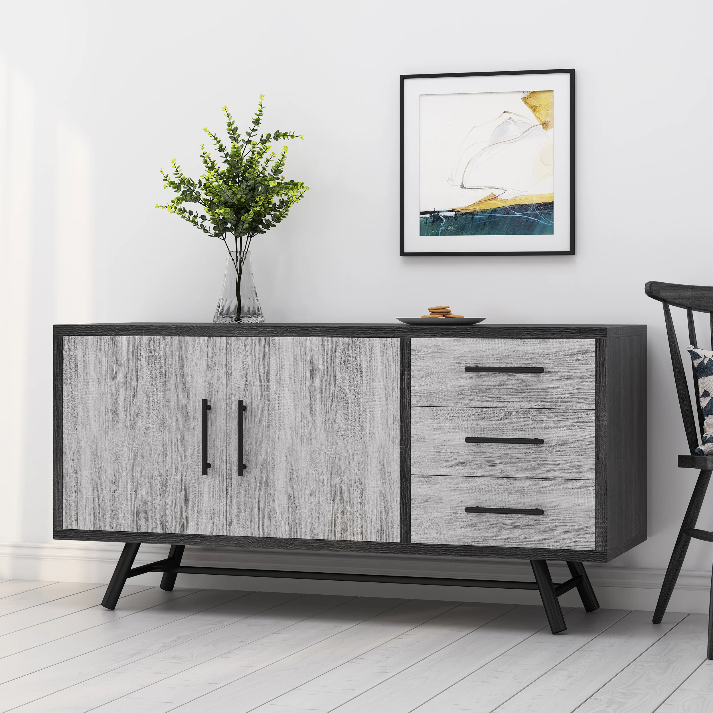 Bokchito Modern Industrial 2 Door Sideboard - furnishings