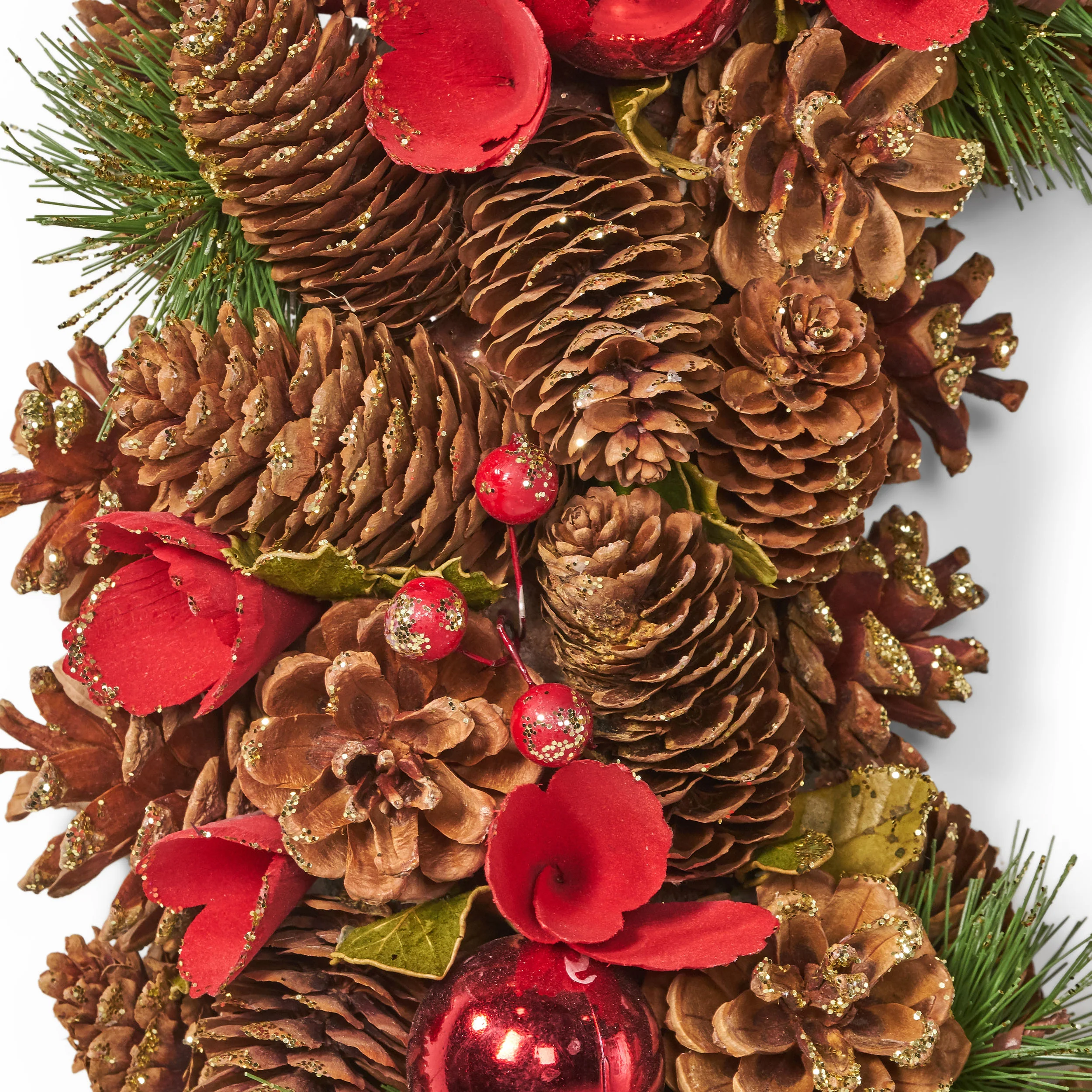 18.5 Inch Artificial Pinecone and Glitter Christmas Wreath - furnishings