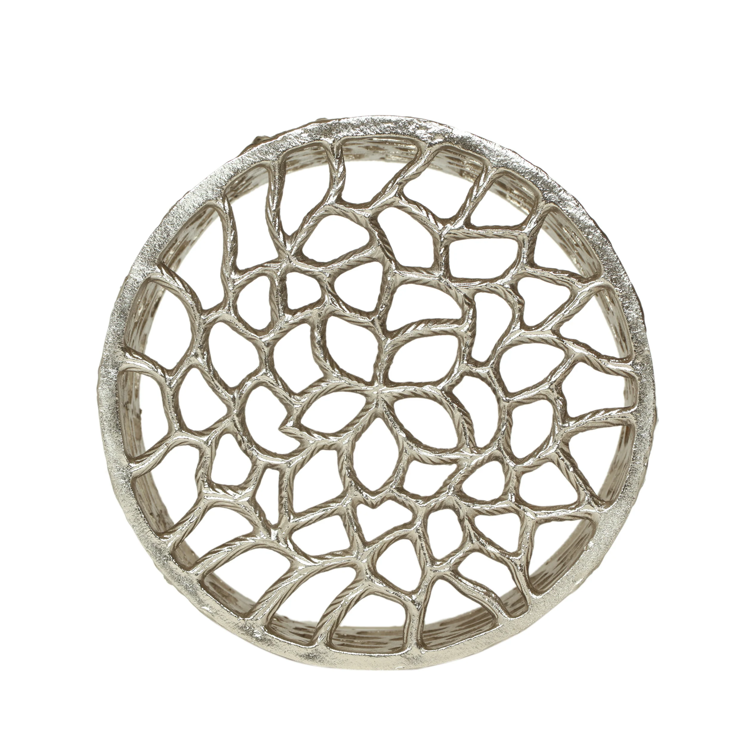 Graciela Modern Iron Mesh Accent Table, Nickel Antique - furnishings
