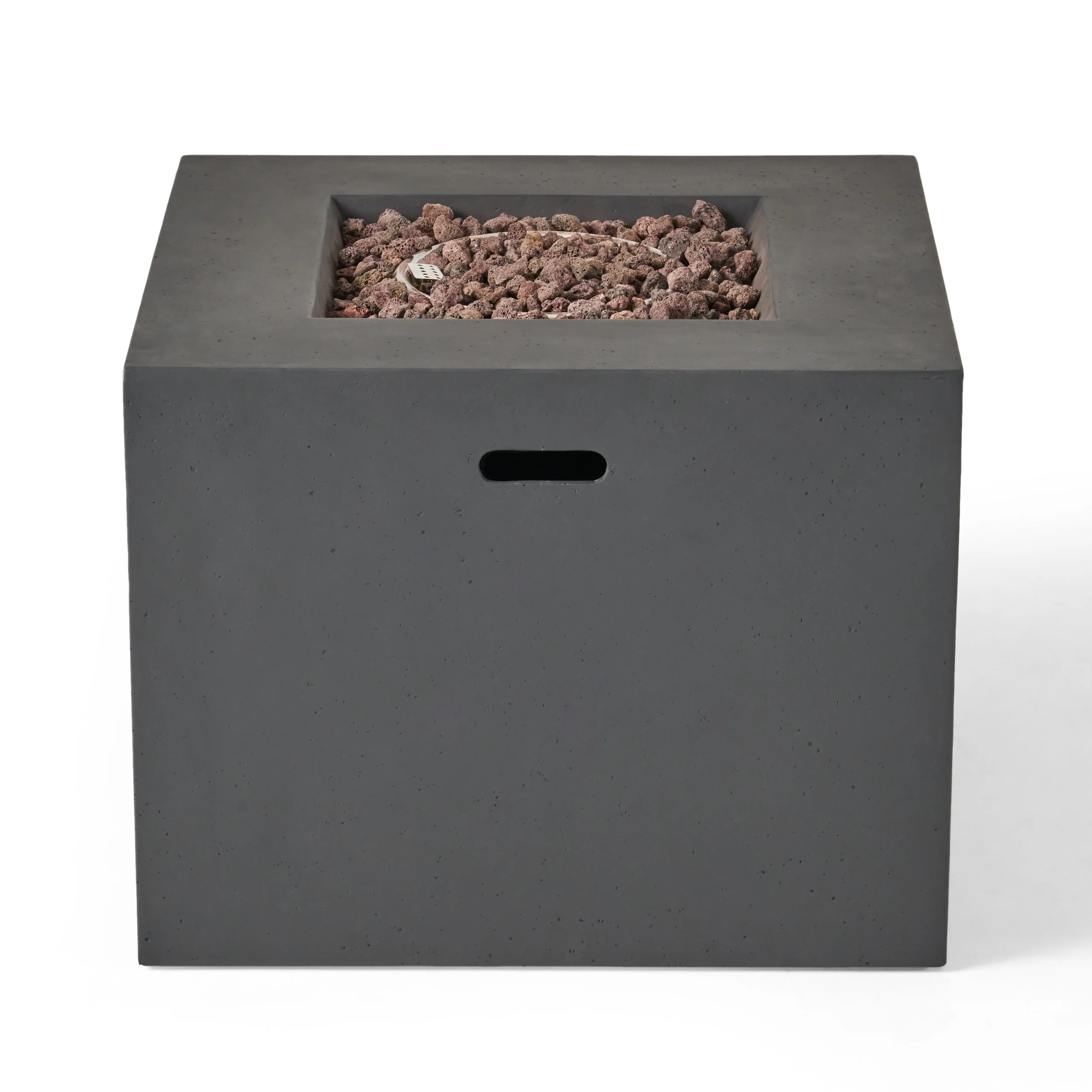 Leo Outdoor 31-inch Square Light Weight Concrete Gas Burning Fire Pit - furnishings