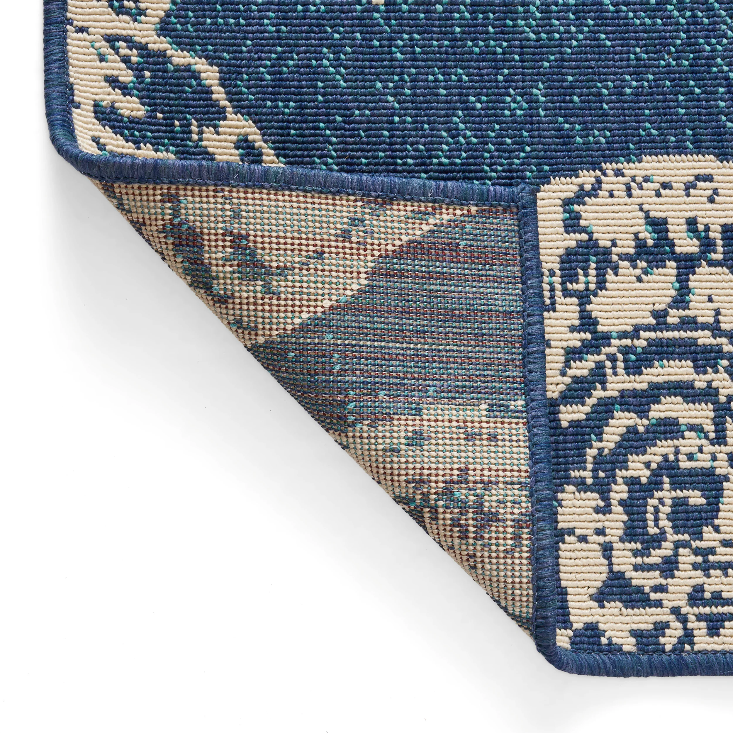 Yvette Breeze Outdoor Ombre Area Rug, Blue and Ivory - furnishings