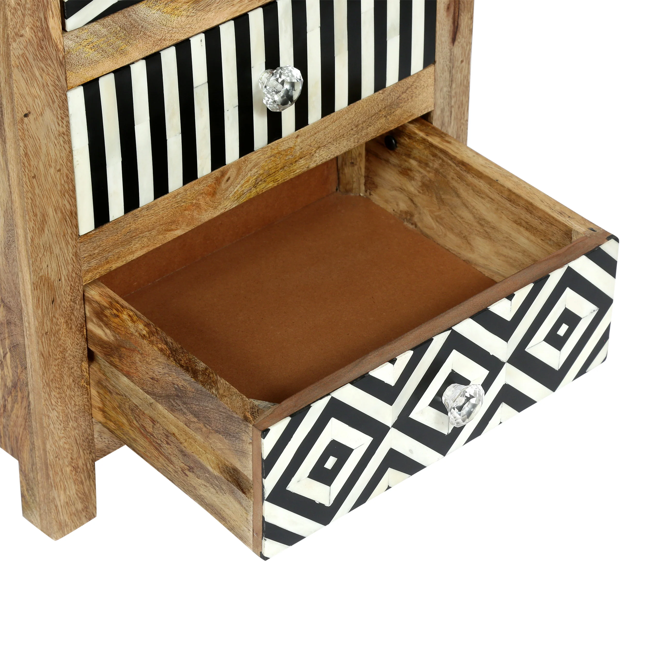 Hickson Handcrafted Boho 3 Drawer Mango Wood Nightstand - furnishings