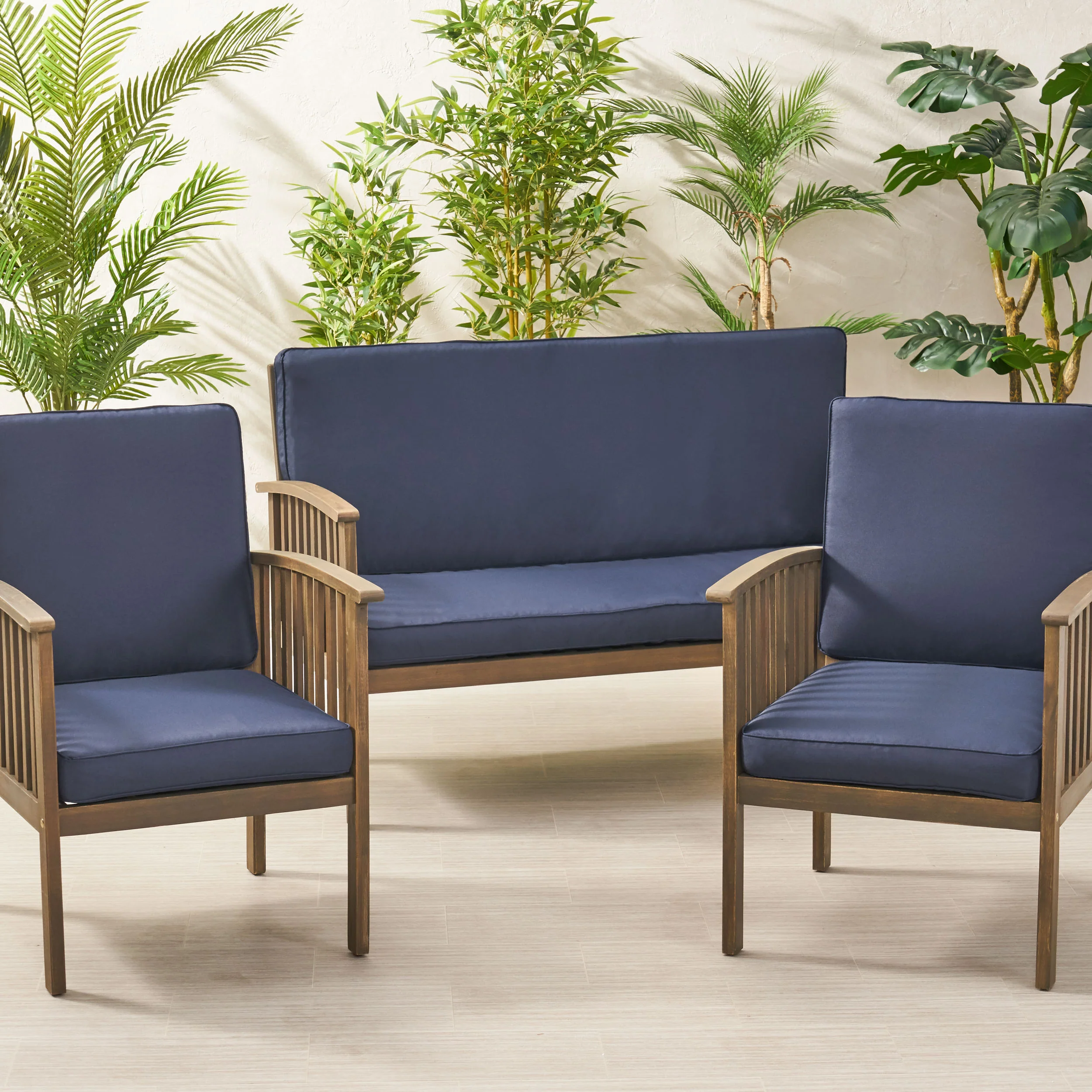 Eydan Outdoor Water Resistant Fabric Loveseat and Club Chair Cushions - furnishings