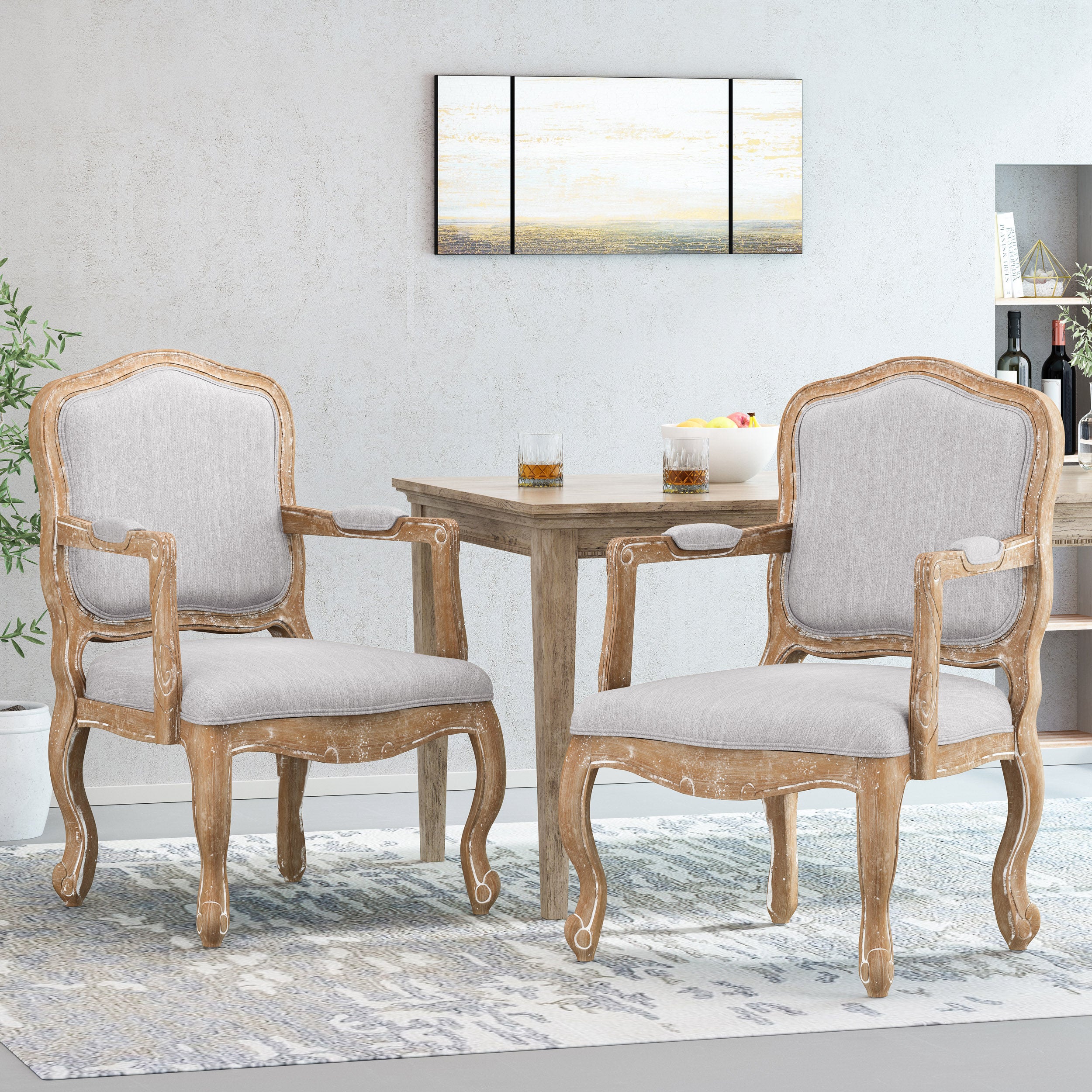 Stene French Country Wood Upholstered Dining Armchair - furnishings