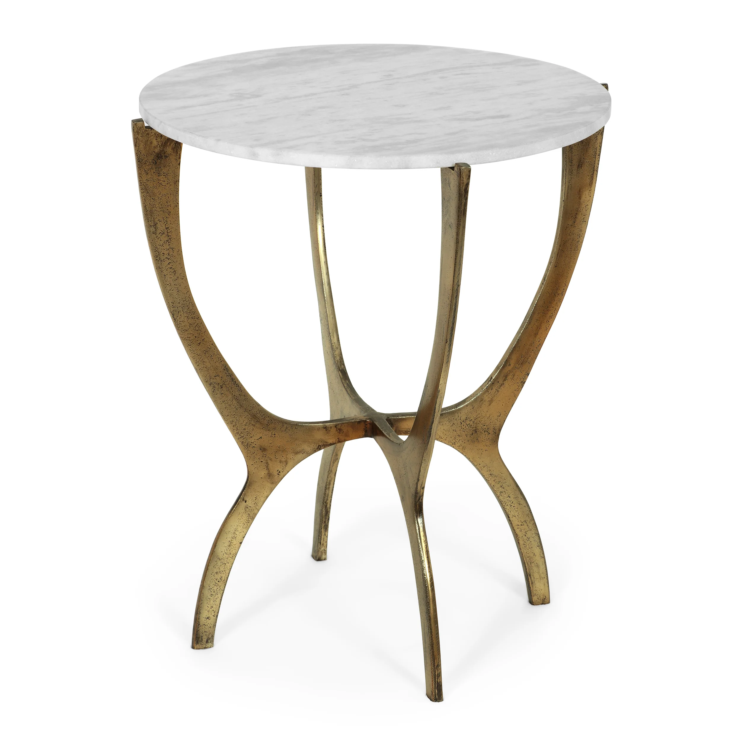 Elon Boho Glam Handcrafted Marble Top Side Table - furnishings