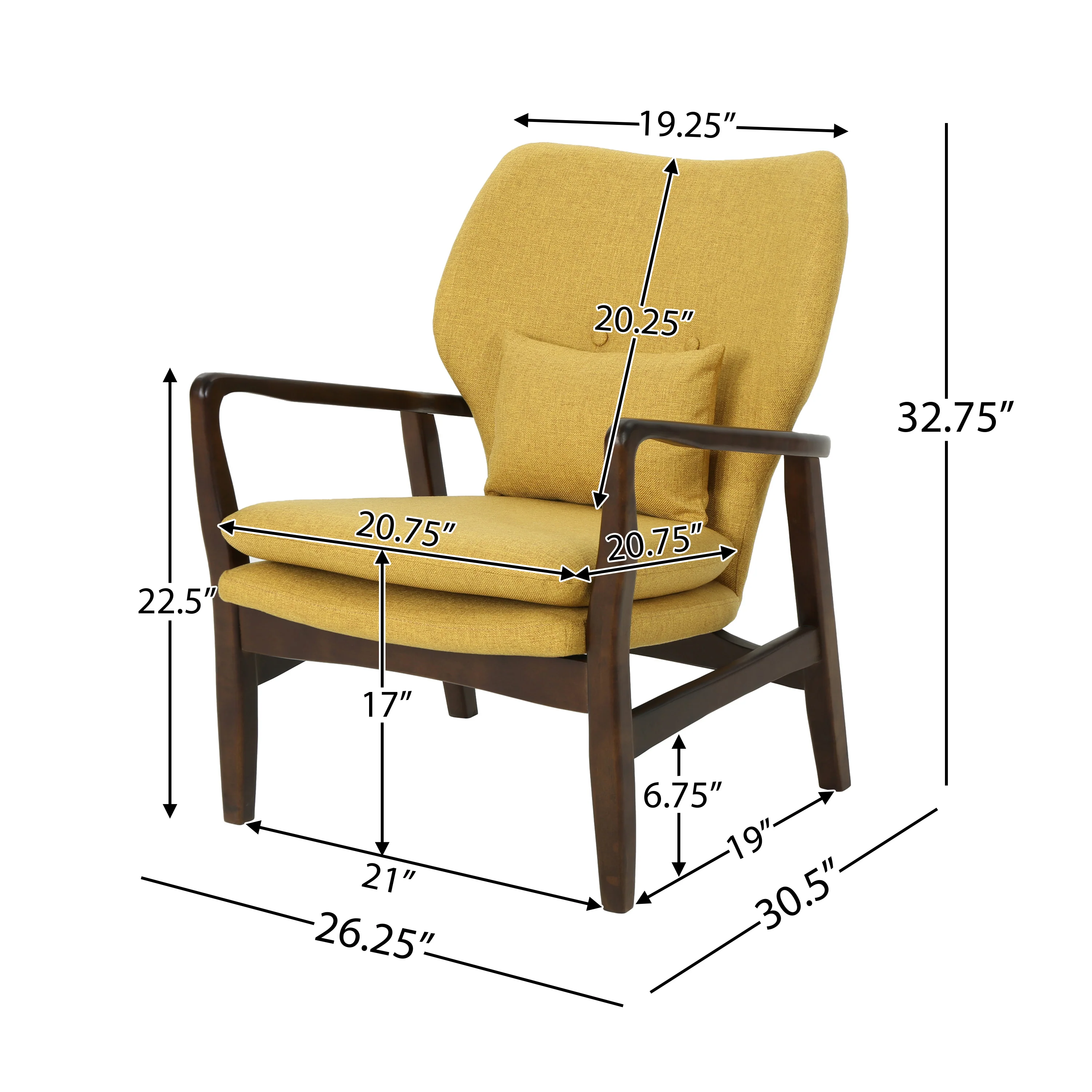 Ventura Mid Century Modern Fabric Club Chair - furnishings