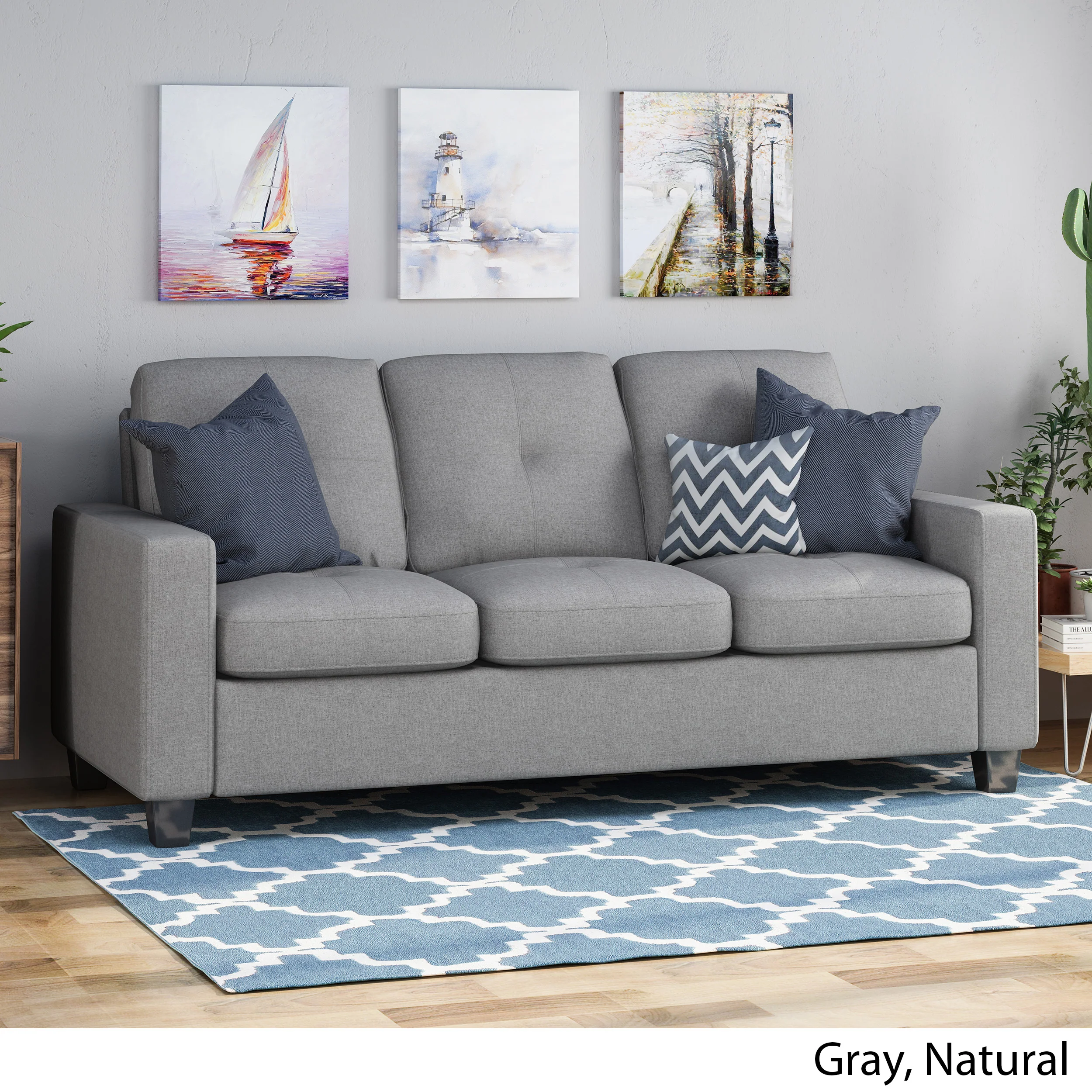 Viviana Three Seater Sofa with Wood Legs - furnishings