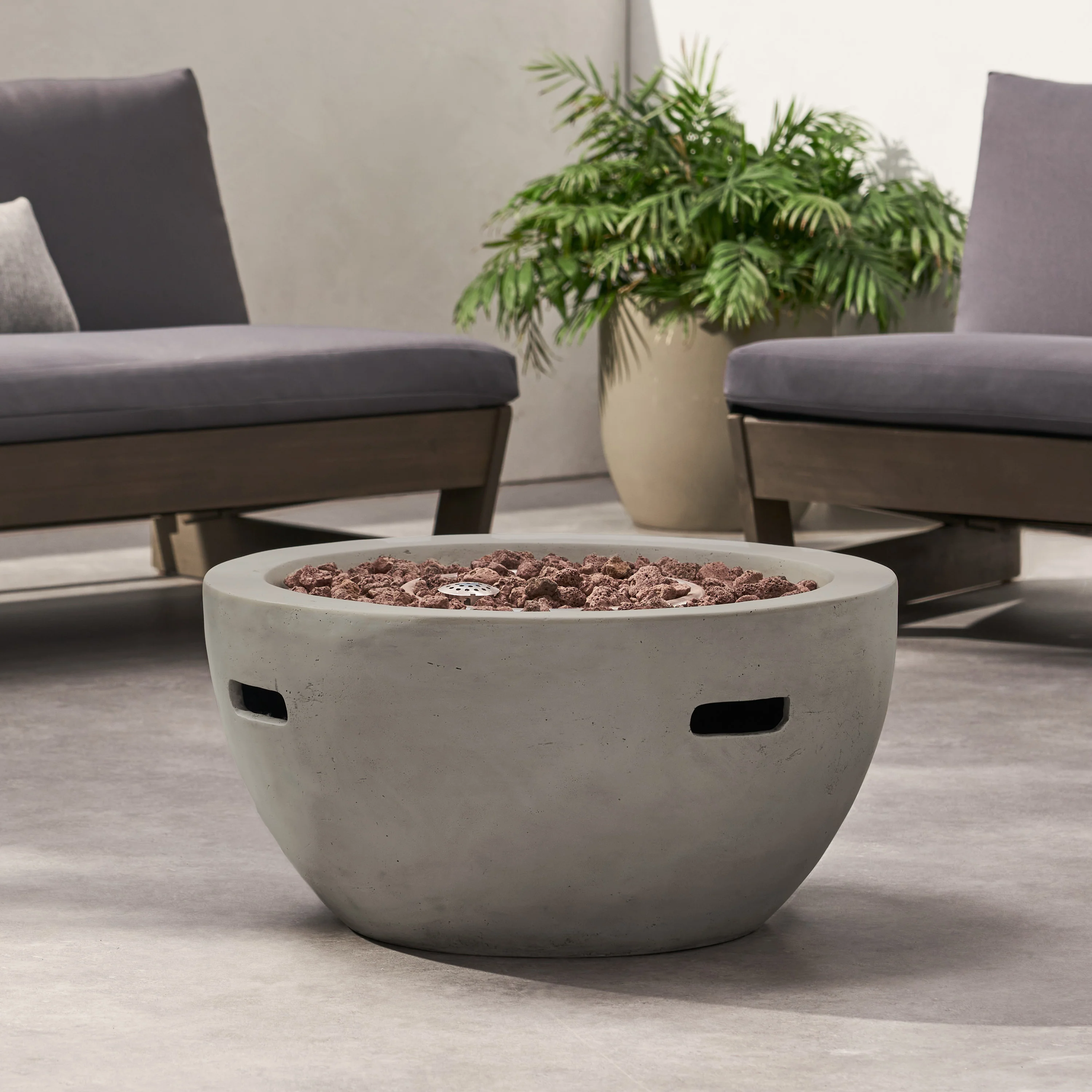 Toulouse Outdoor 40,000 BTU Lightweight Concrete Fire Pit Bowl (No Tank Holder) - furnishings