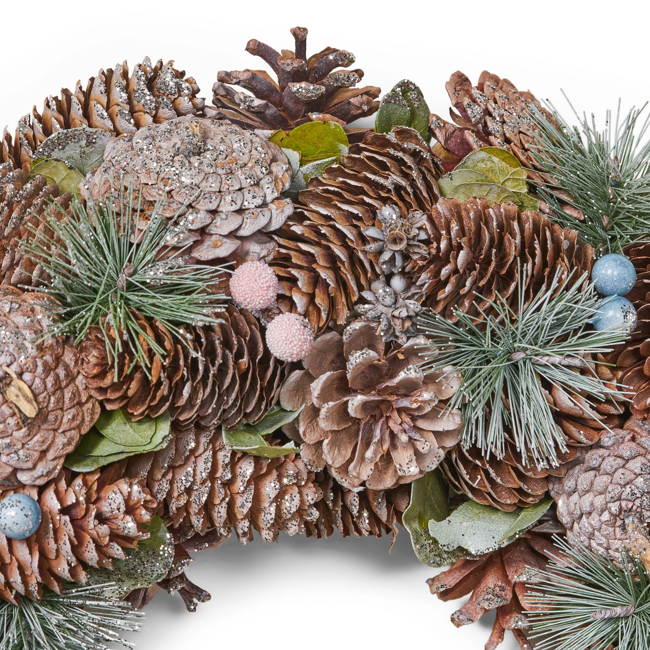 18.5 Inch Artificial Pinecone and Glitter Christmas Wreath - furnishings