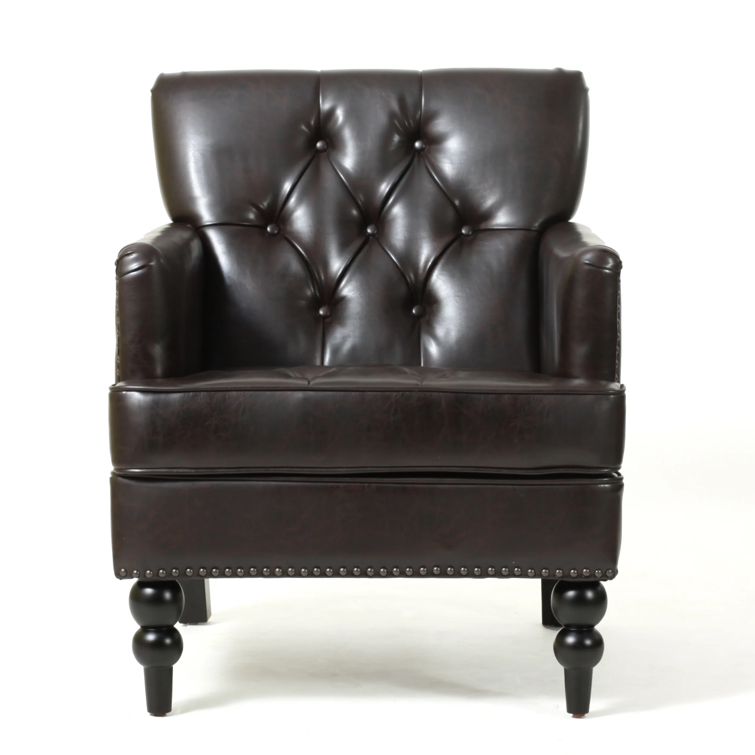 Medford Brown Leather Club Chair - furnishings