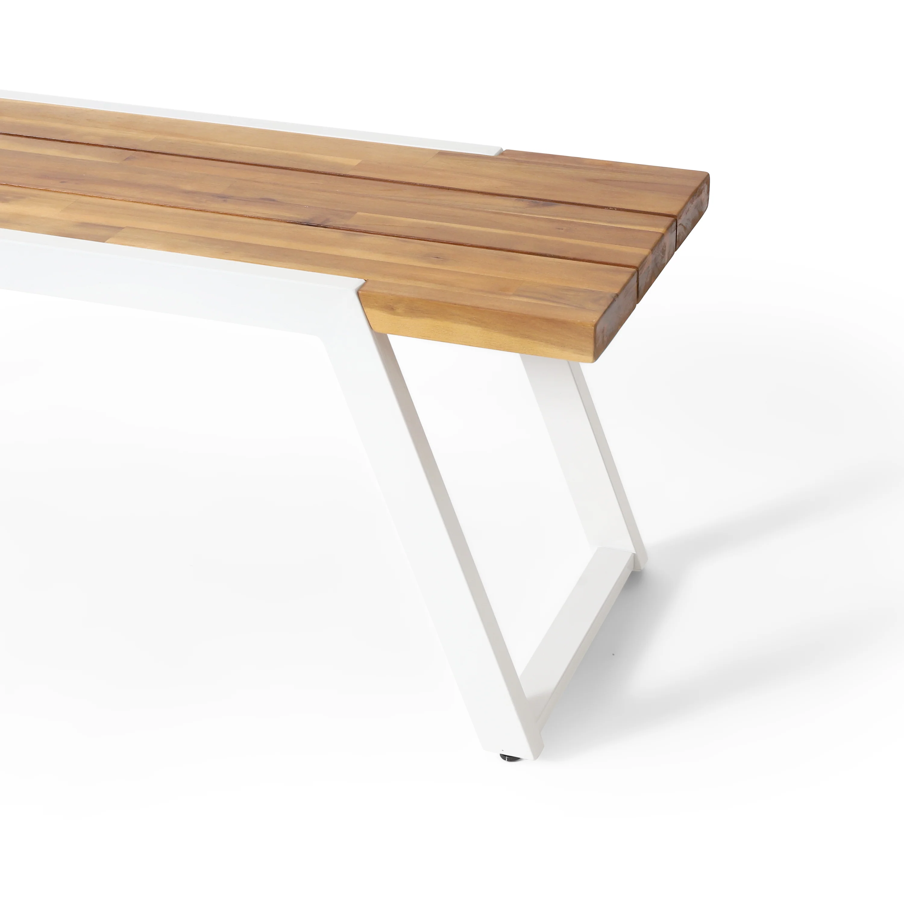 Gebo Outdoor Acacia Wood and Iron Dining Bench - furnishings