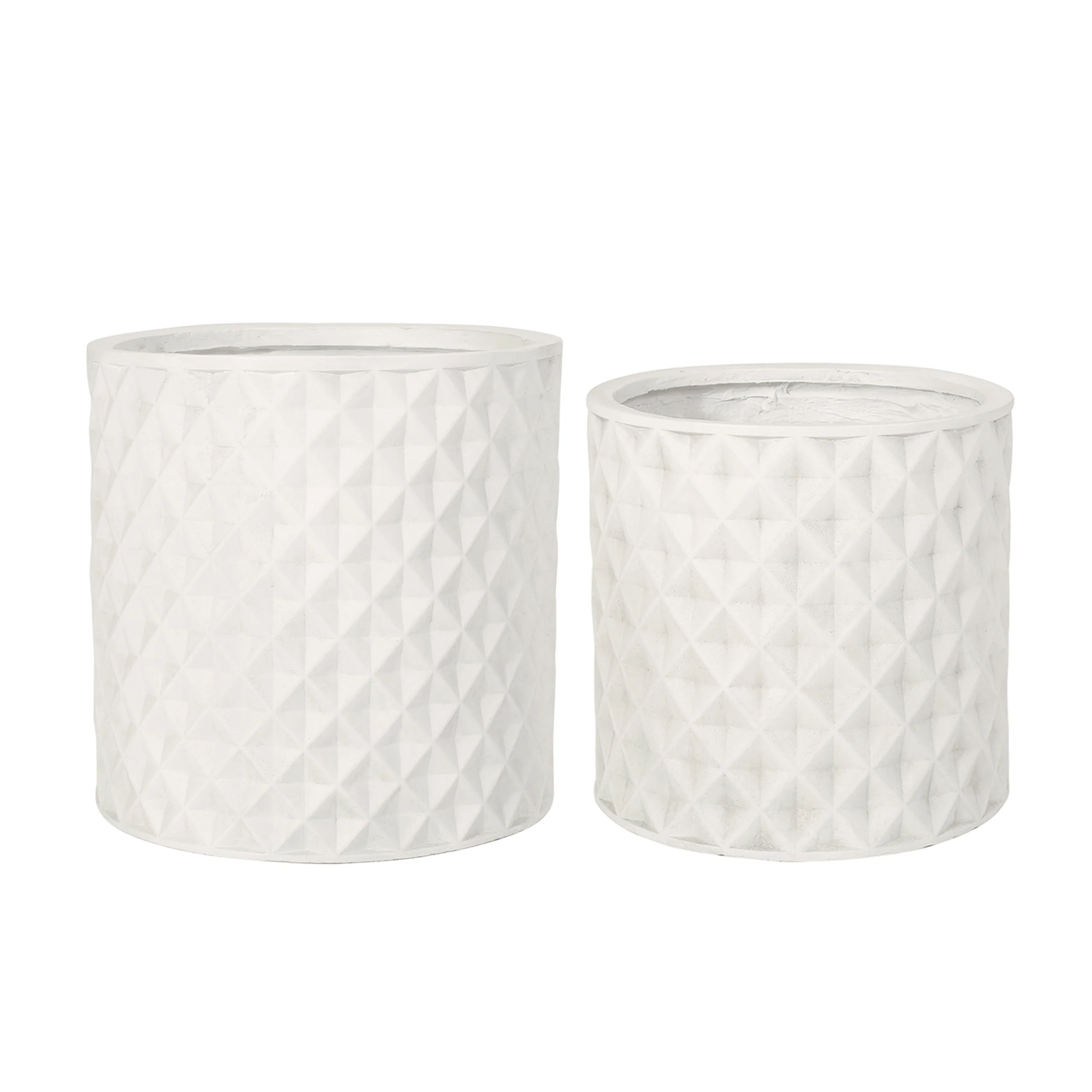 Wilbert Outdoor Medium and Large Cast Stone Planter Set, Antique White - furnishings