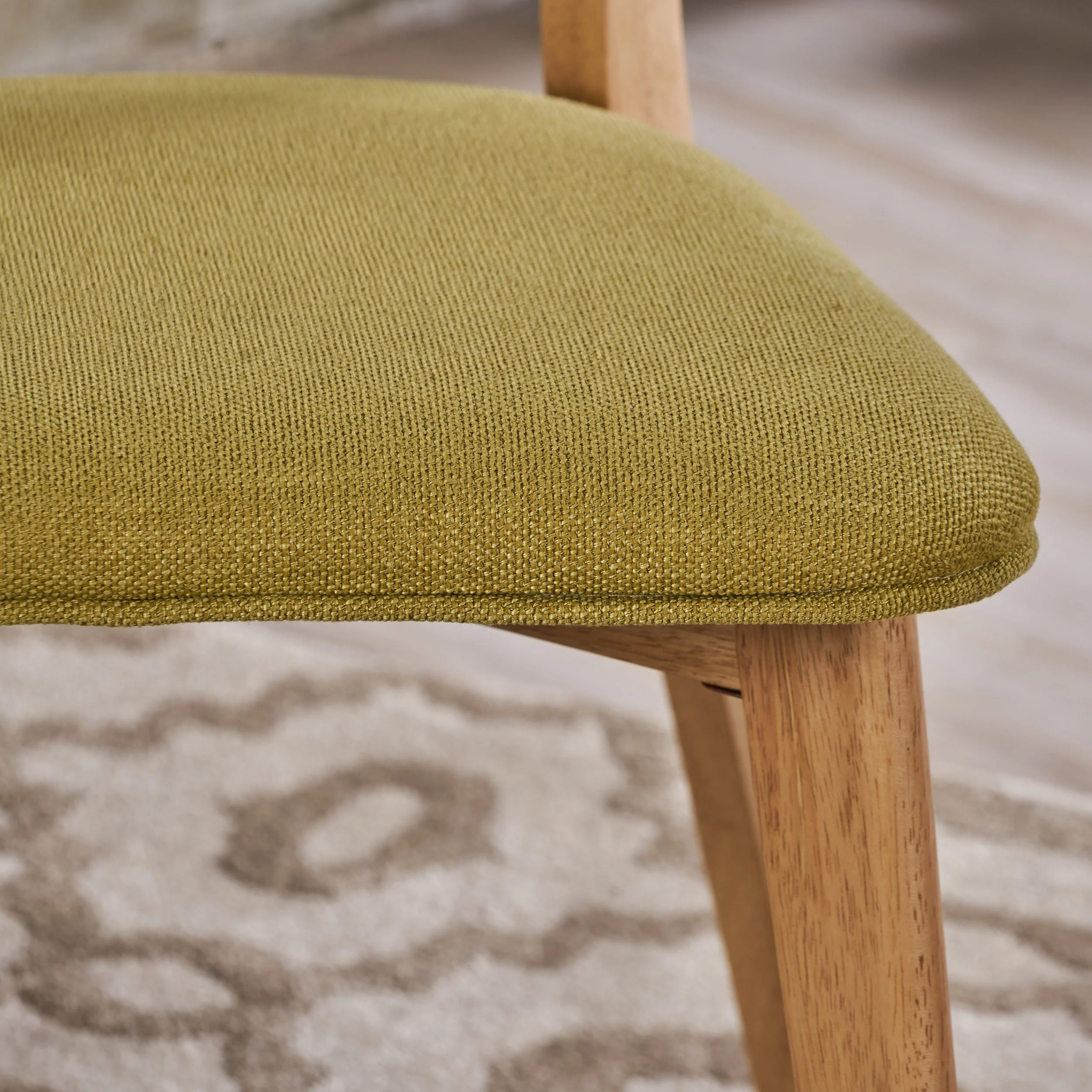 Turat Mid Century Fabric Dining Chairs with Natural Oak Finish(Set of 2) - furnishings