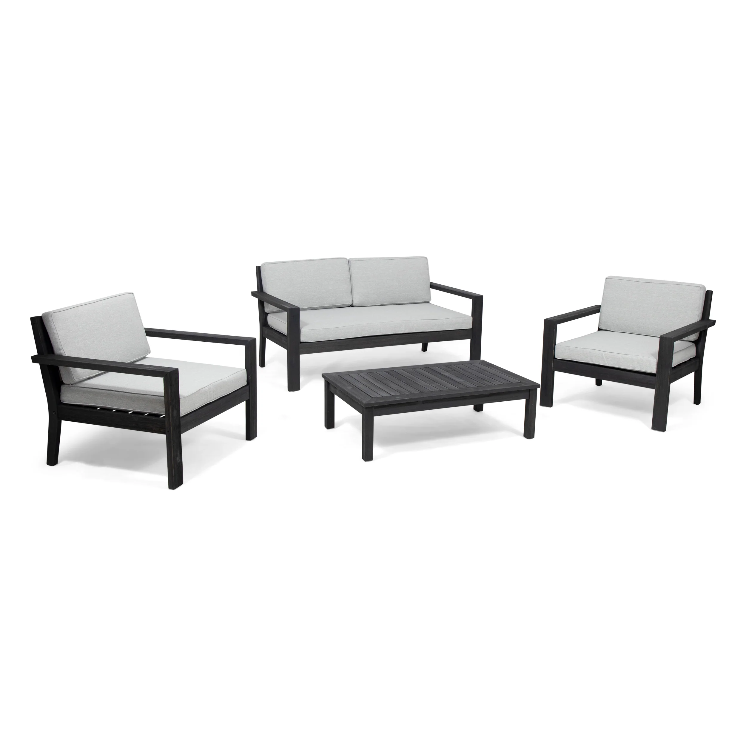 Joanne Outdoor 4 Seater Acacia Wood Chat Set with Cushions - furnishings