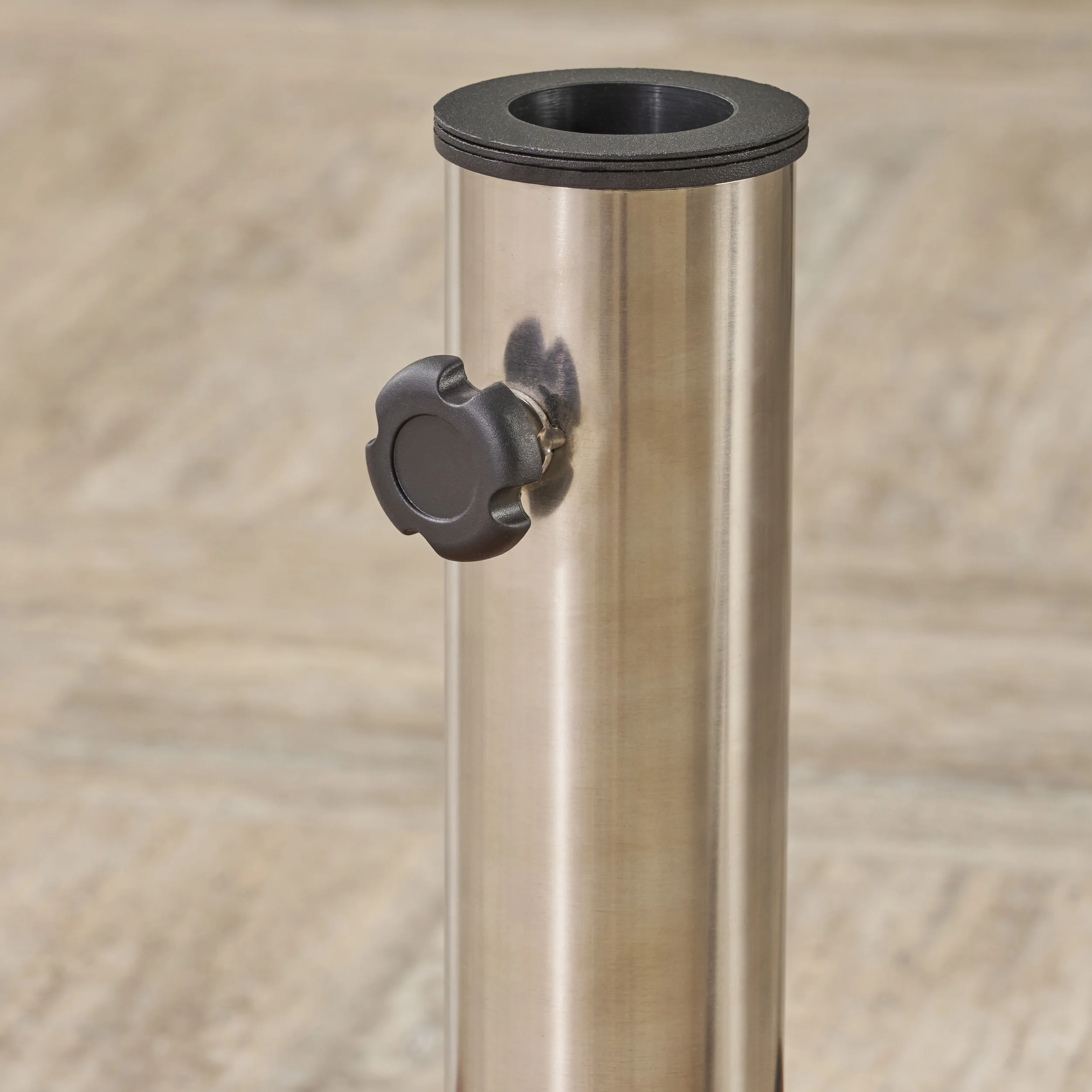 Kelly Outdoor 132lb Concrete Circular Umbrella Base with Stainless Steel Collar - furnishings
