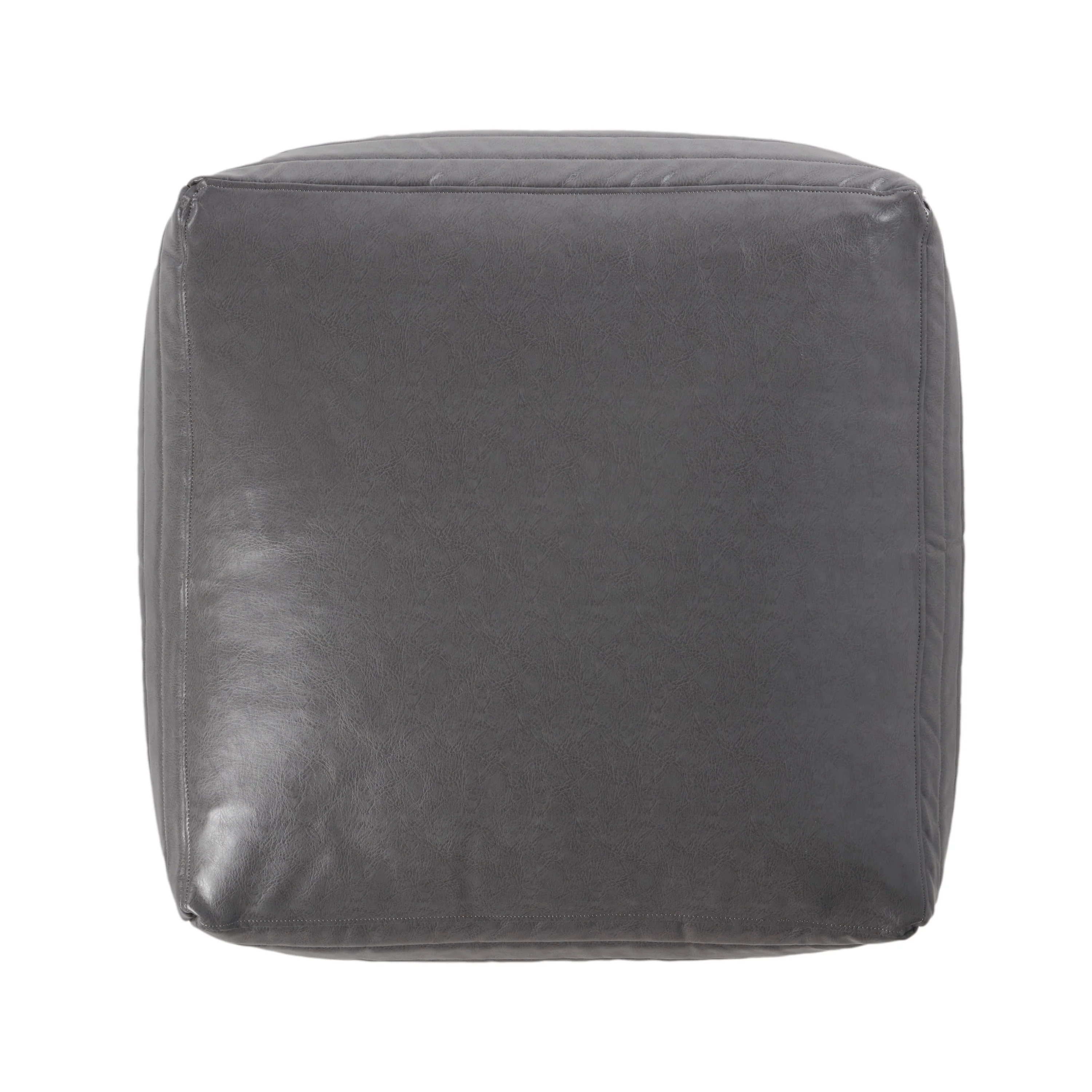 Conrail Contemporary Faux Leather Channel Stitch Pouf - furnishings