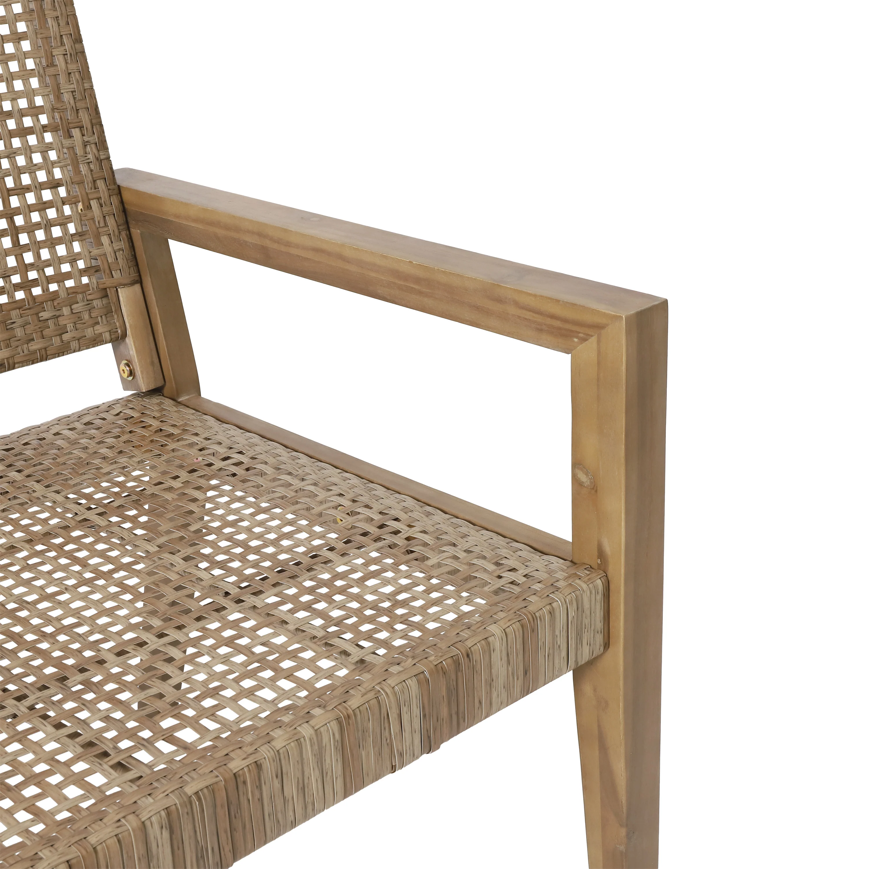 Elmcrest Outdoor Wicker and Acacia Wood Loveseat, Light Multibrown and Light Brown - furnishings